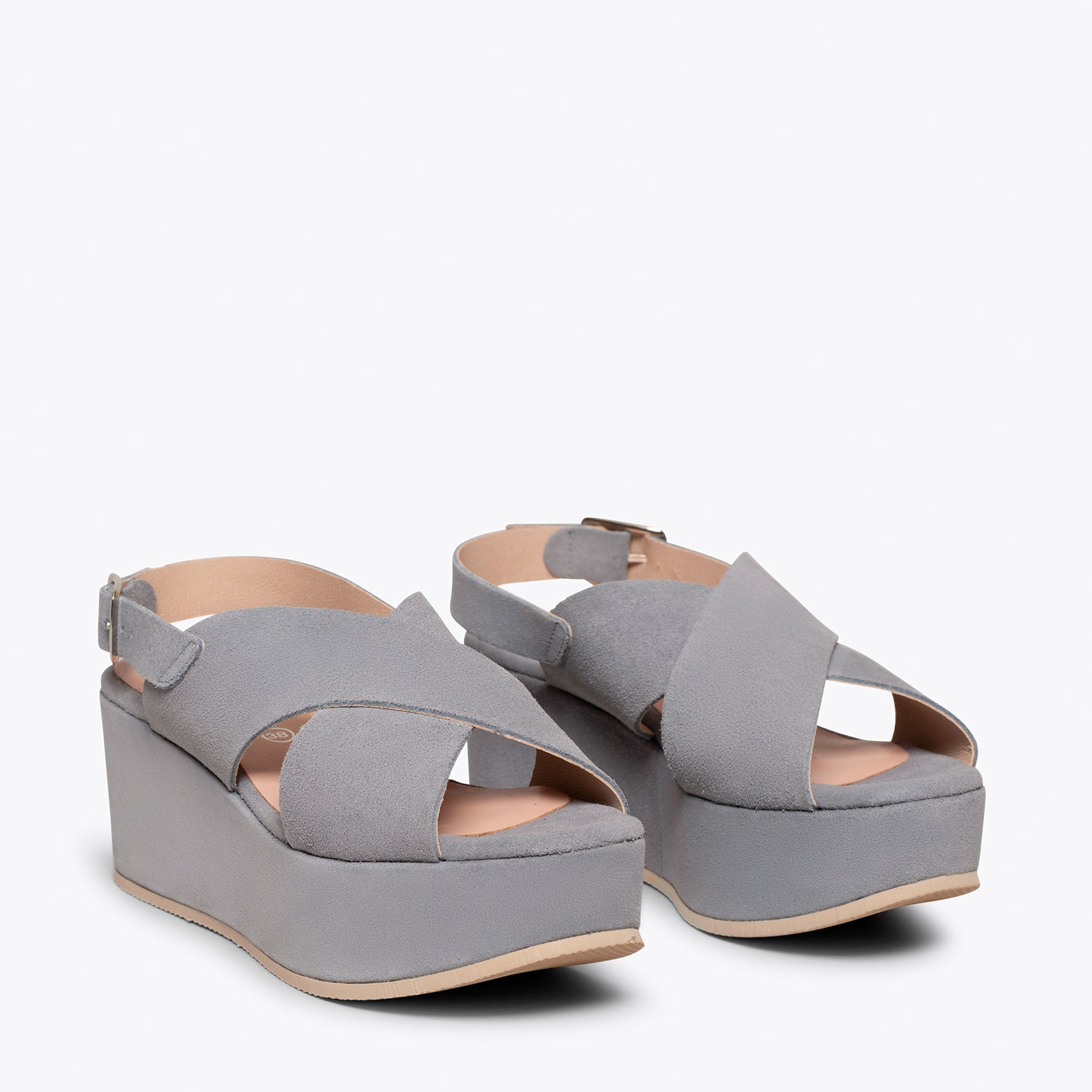 MARA Sandalia plataforma y tiras cruzadas AZUL GRISÁCEO