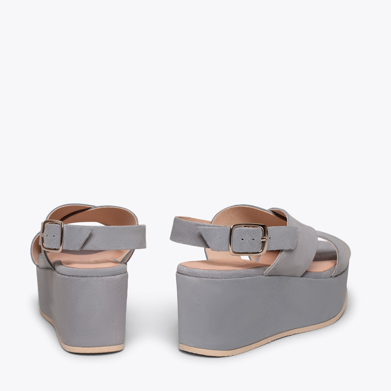 MARA Sandalia plataforma y tiras cruzadas AZUL GRISÁCEO