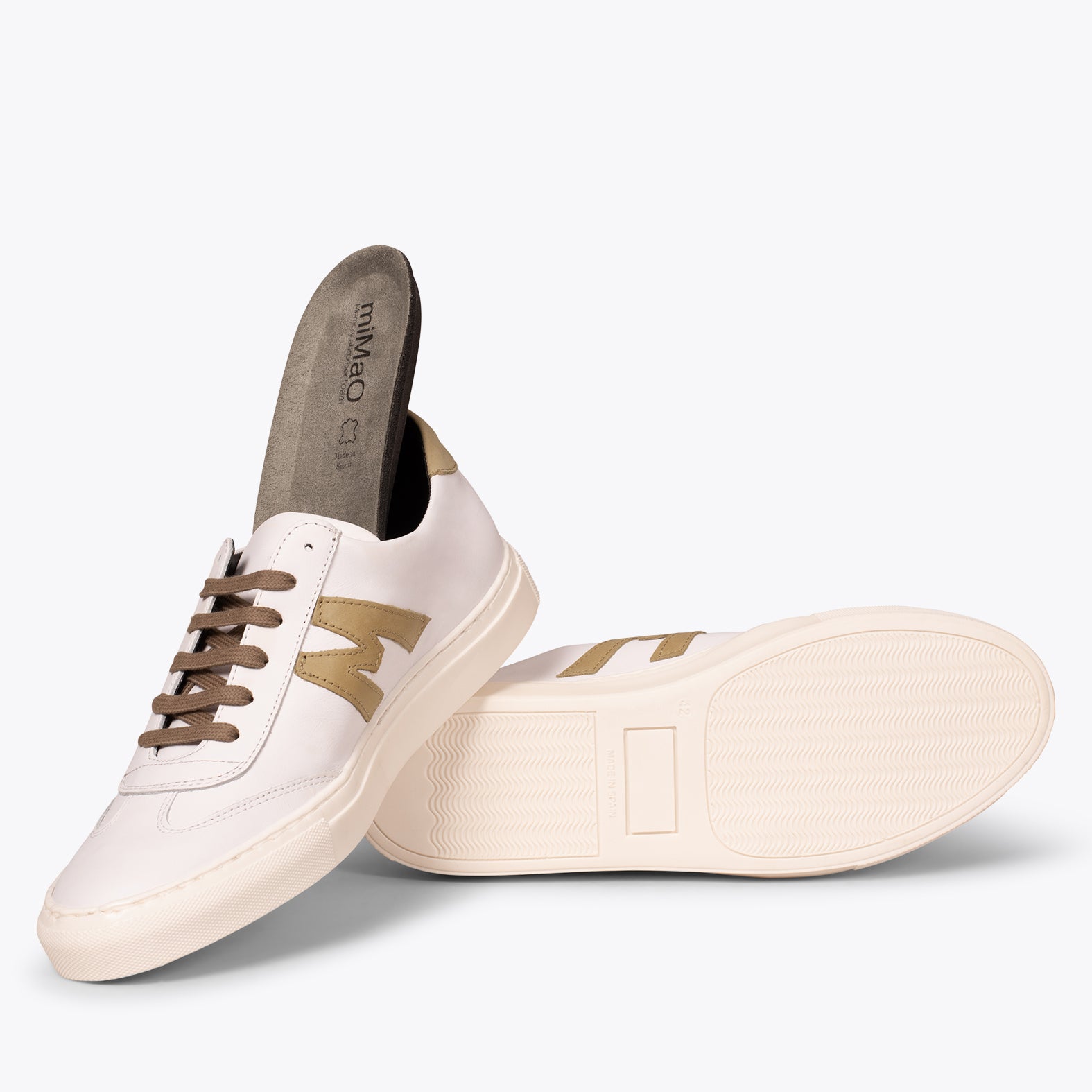 MONACO - Baskets casual pour hommes avec logo BEIGE