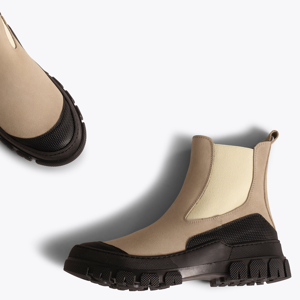 BROOKLYN - Botines track BEIGE con puntera de goma