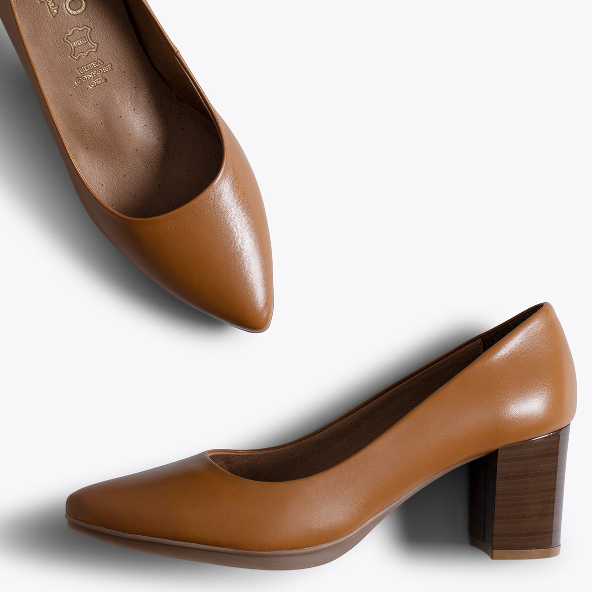 URBAN S SALON - Zapatos CAMEL con tacón madera