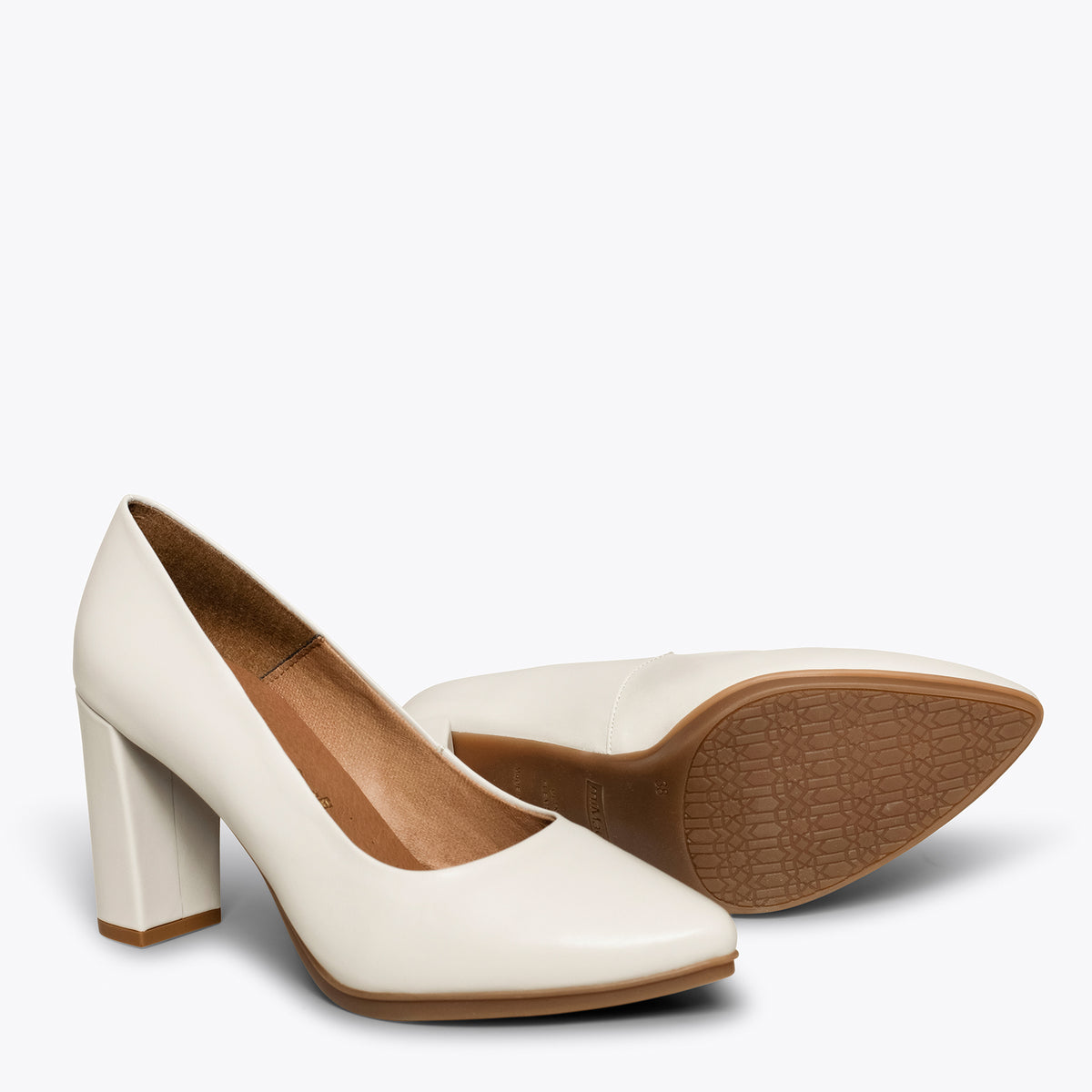 URBAN SALON- Zapatos HUESO de piel y tacón alto