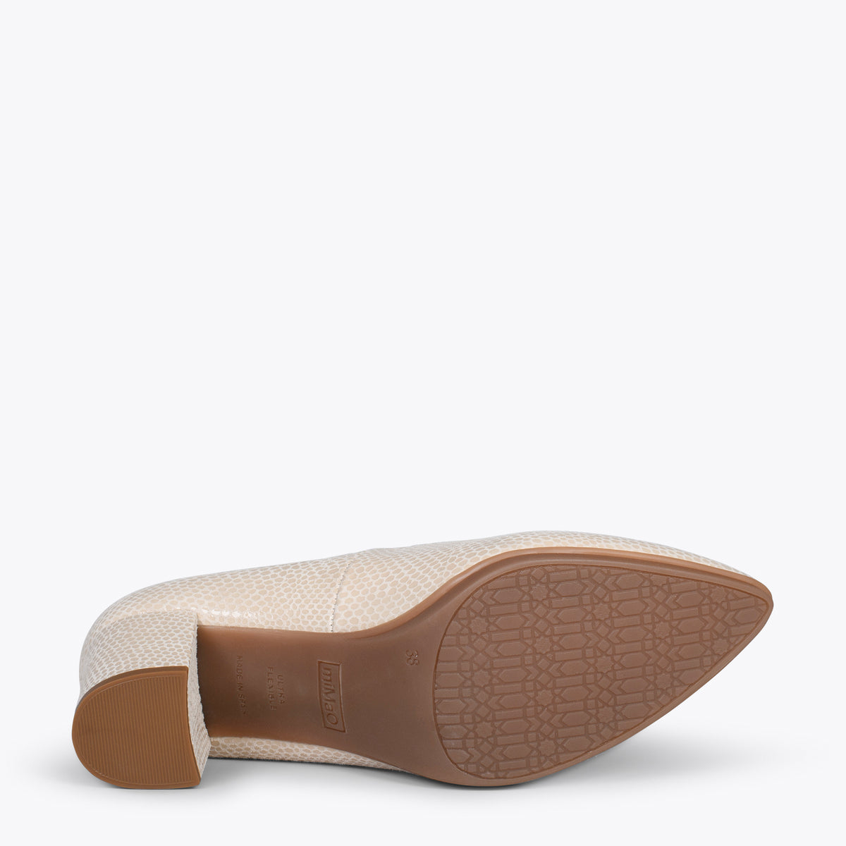 URBAN S ROYAL – BEIGE laminated suede mid heel