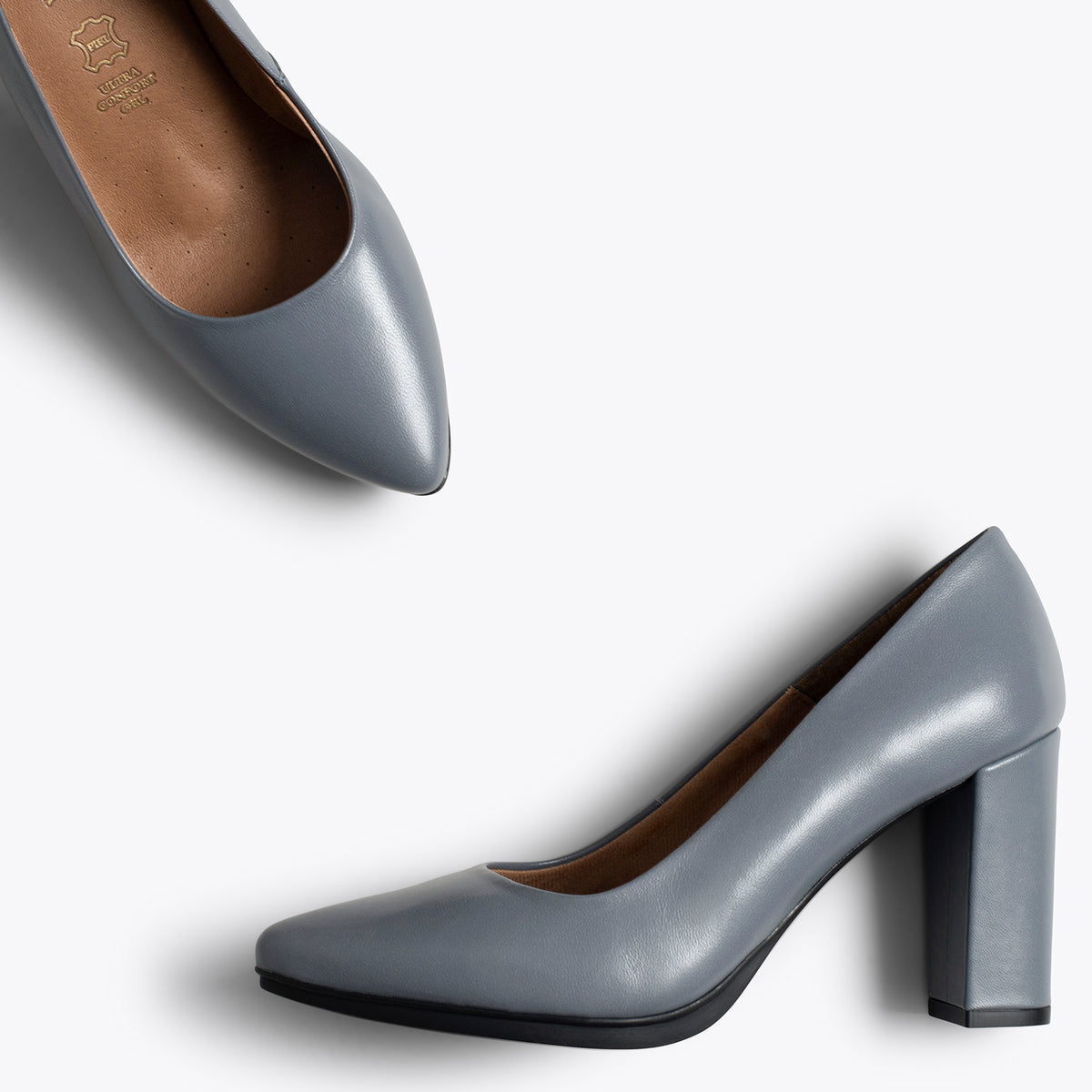 URBAN SALON - Zapatos GRISES de piel y tacón alto