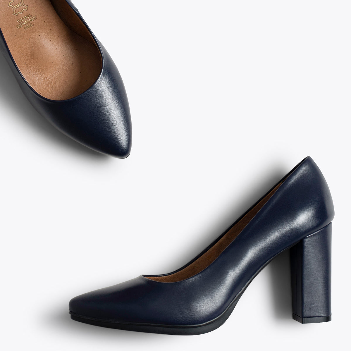 URBAN SALON - Zapatos MARINO de piel y tacón alto