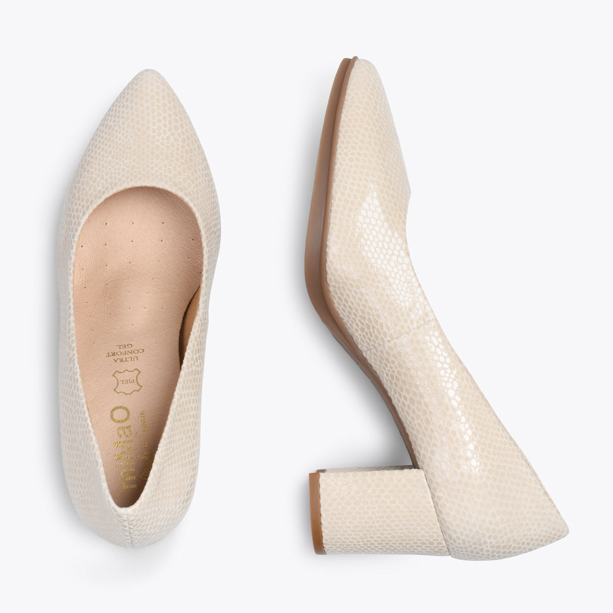 URBAN S ROYAL – BEIGE laminated suede mid heel