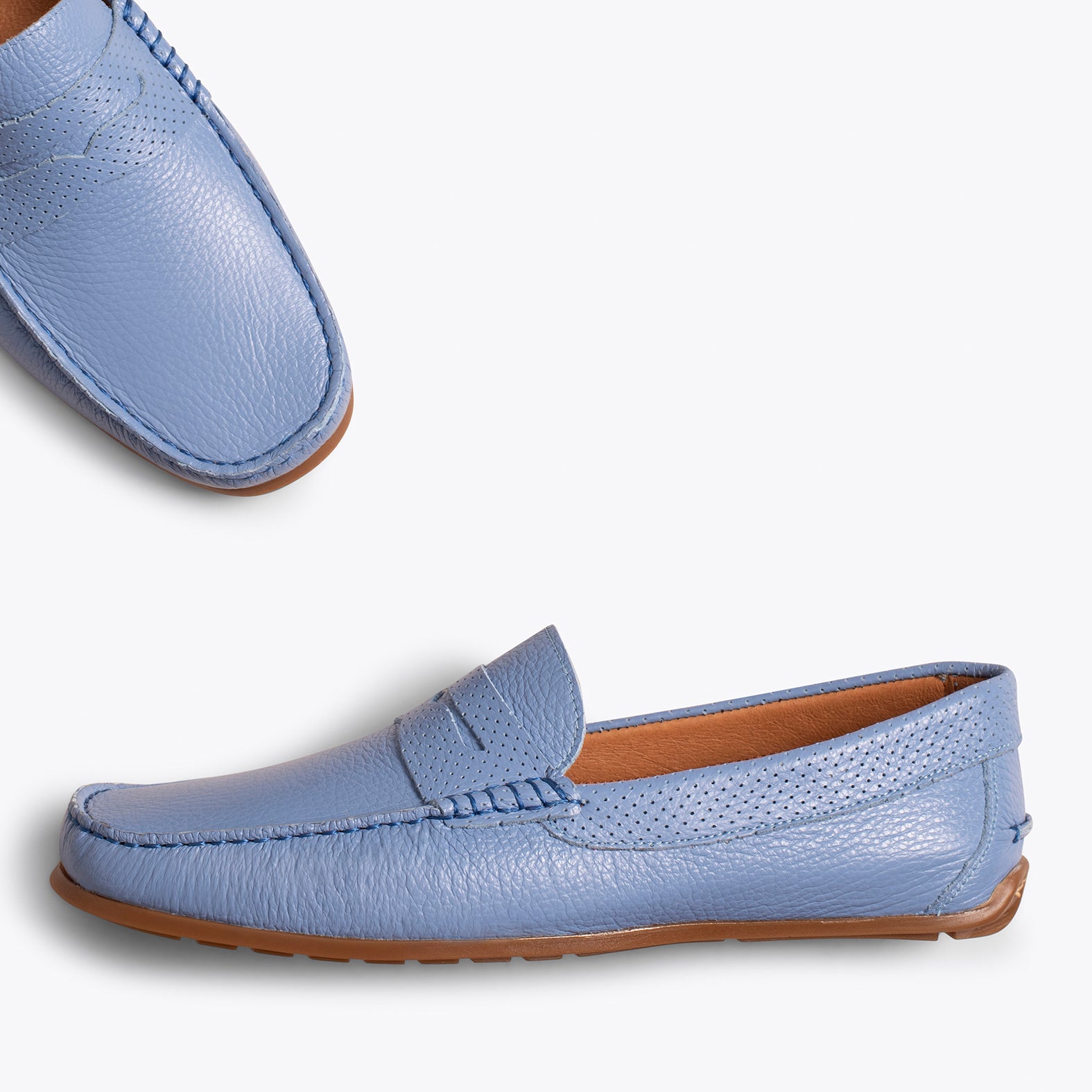 MOCCASIN – BLUE nappa leather loafer for men