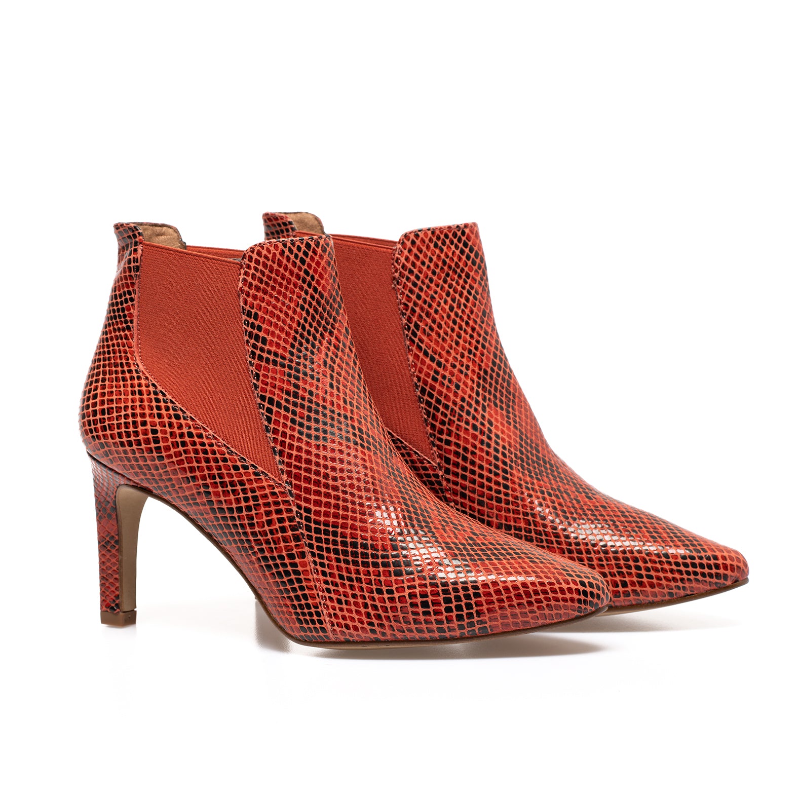 SAUVAGE BOOTIE - RED snake textured bootie