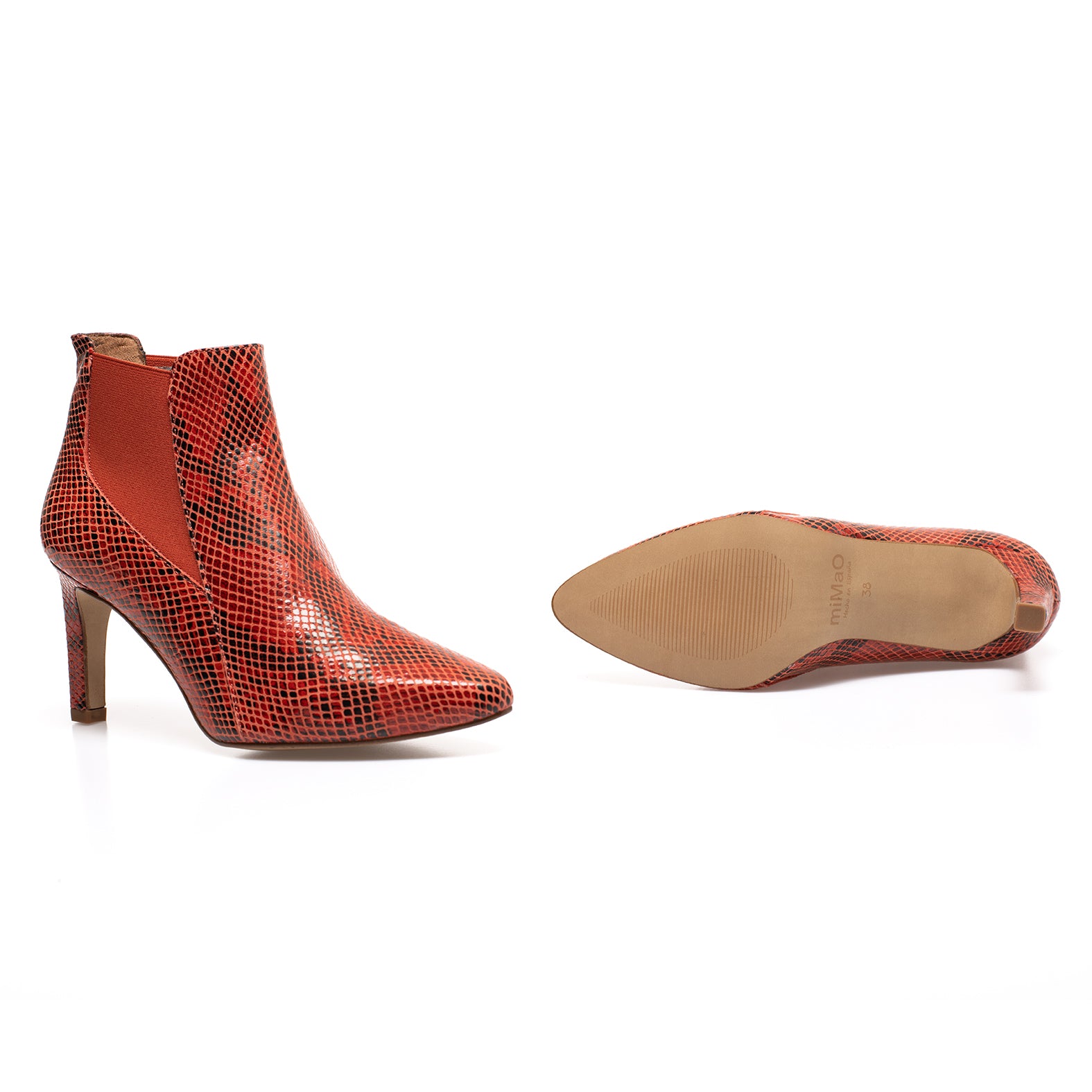 SAUVAGE Botín animal print tacón ROJO