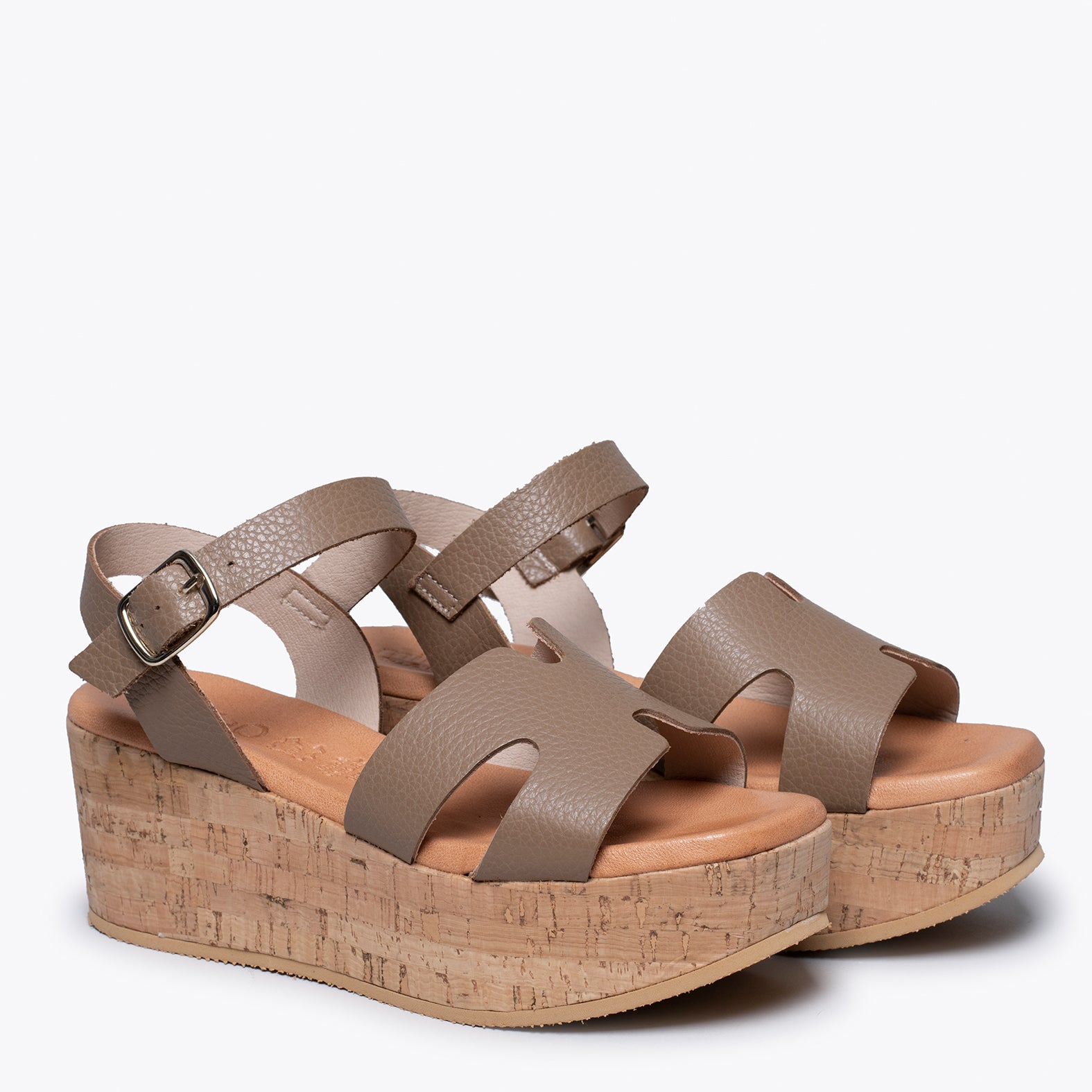 HACHE – Sandalia con cuña de corcho TAUPE
