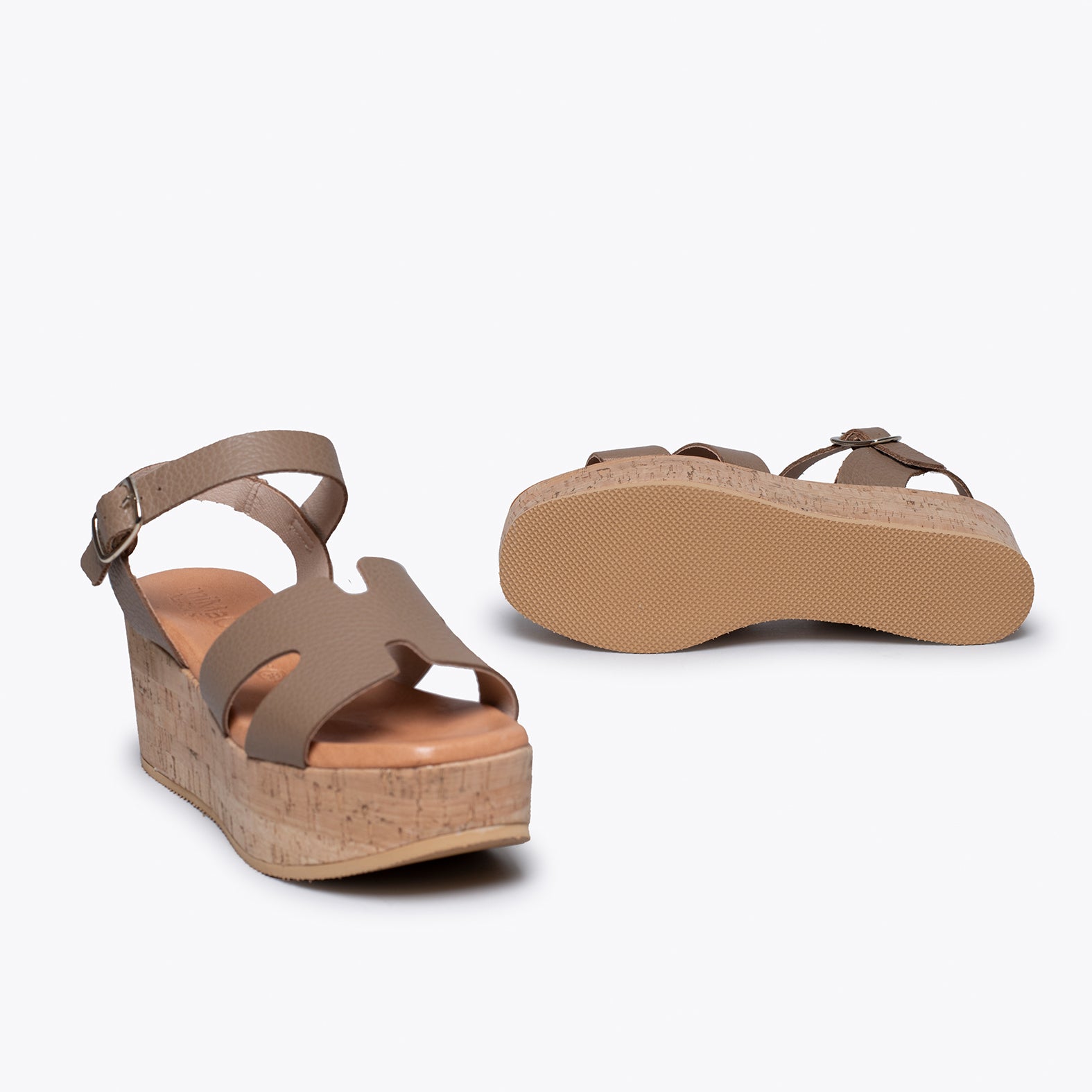 HACHE – Sandalia con cuña de corcho TAUPE