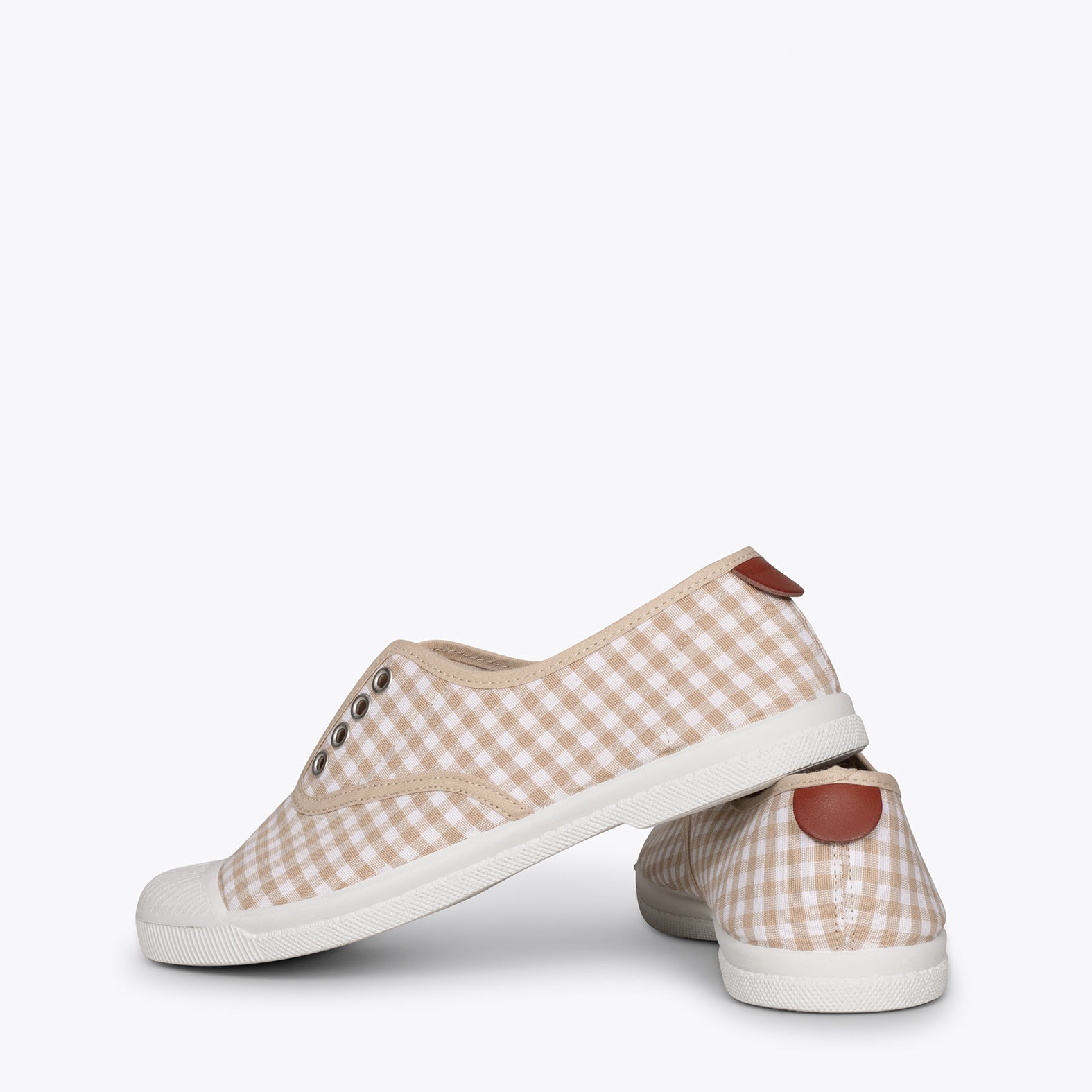 WAY – BEIGE VICHY sneakers with elastic