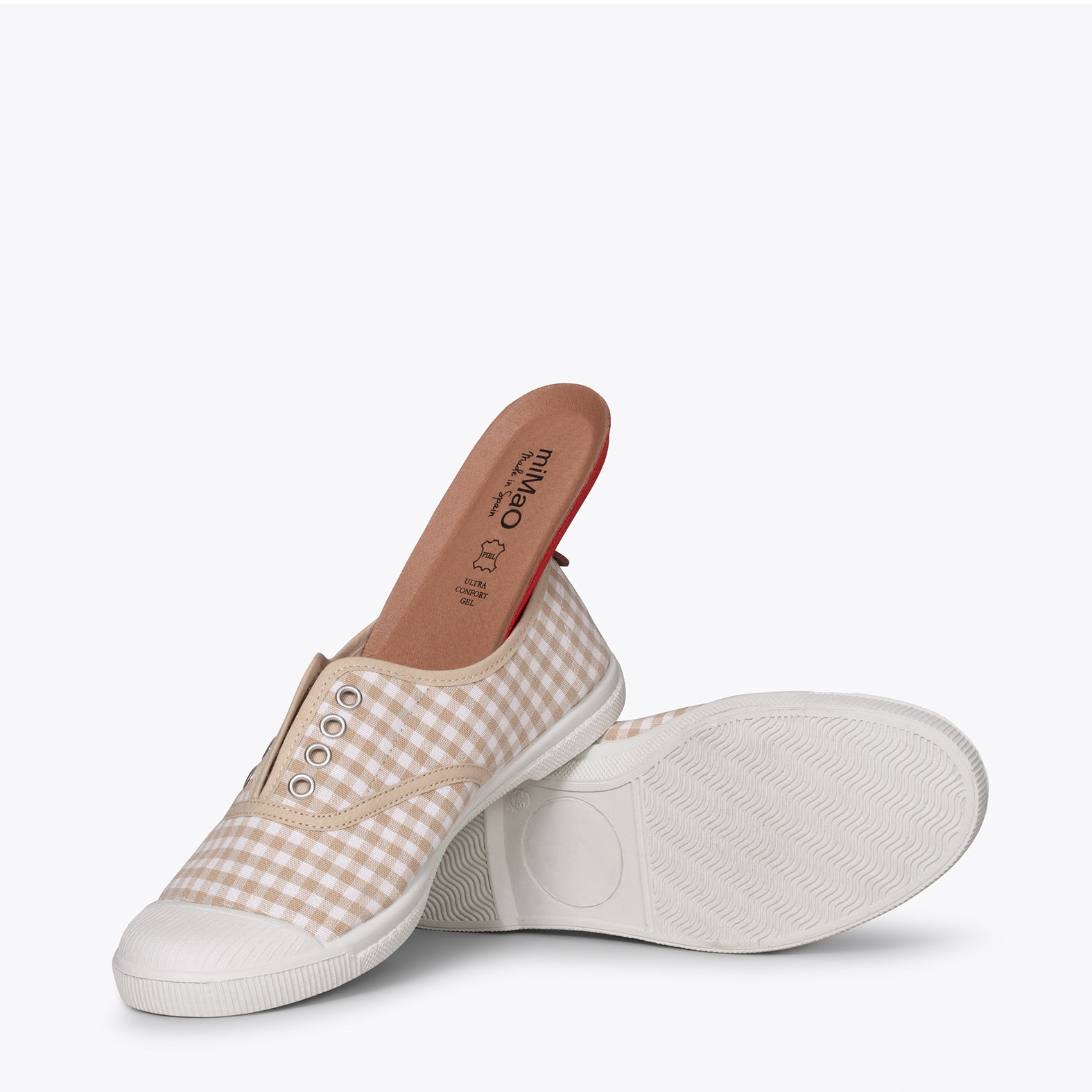 WAY – BEIGE VICHY sneakers with elastic