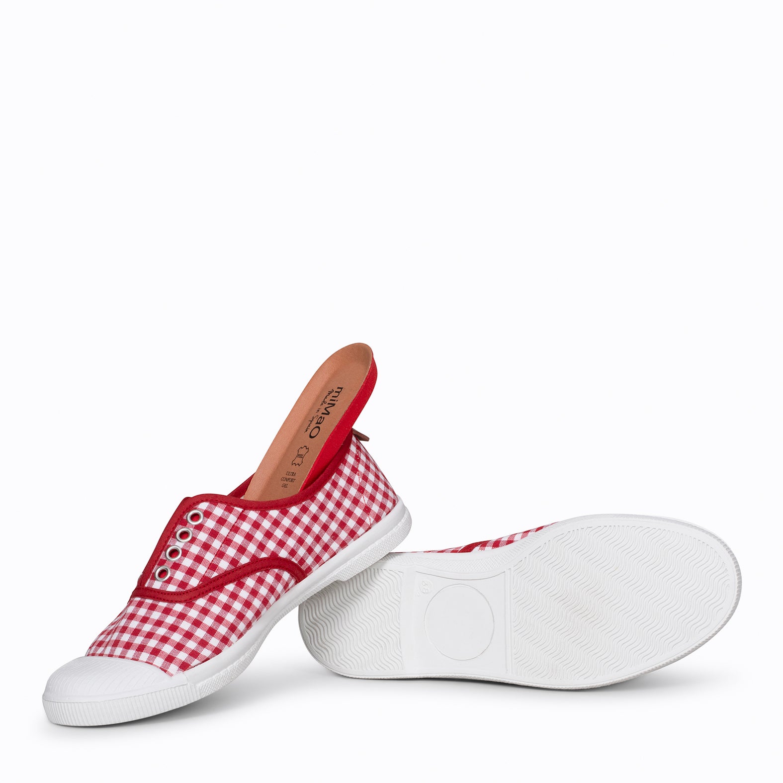 WAY - Zapatillas sin cordones de lona vichy ROJO