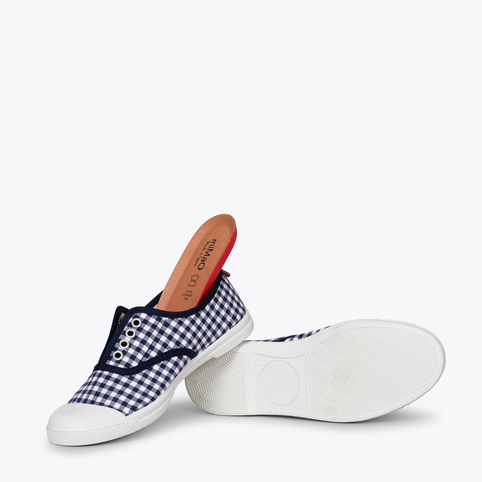 WAY – NAVY VICHY sneakers with elastic