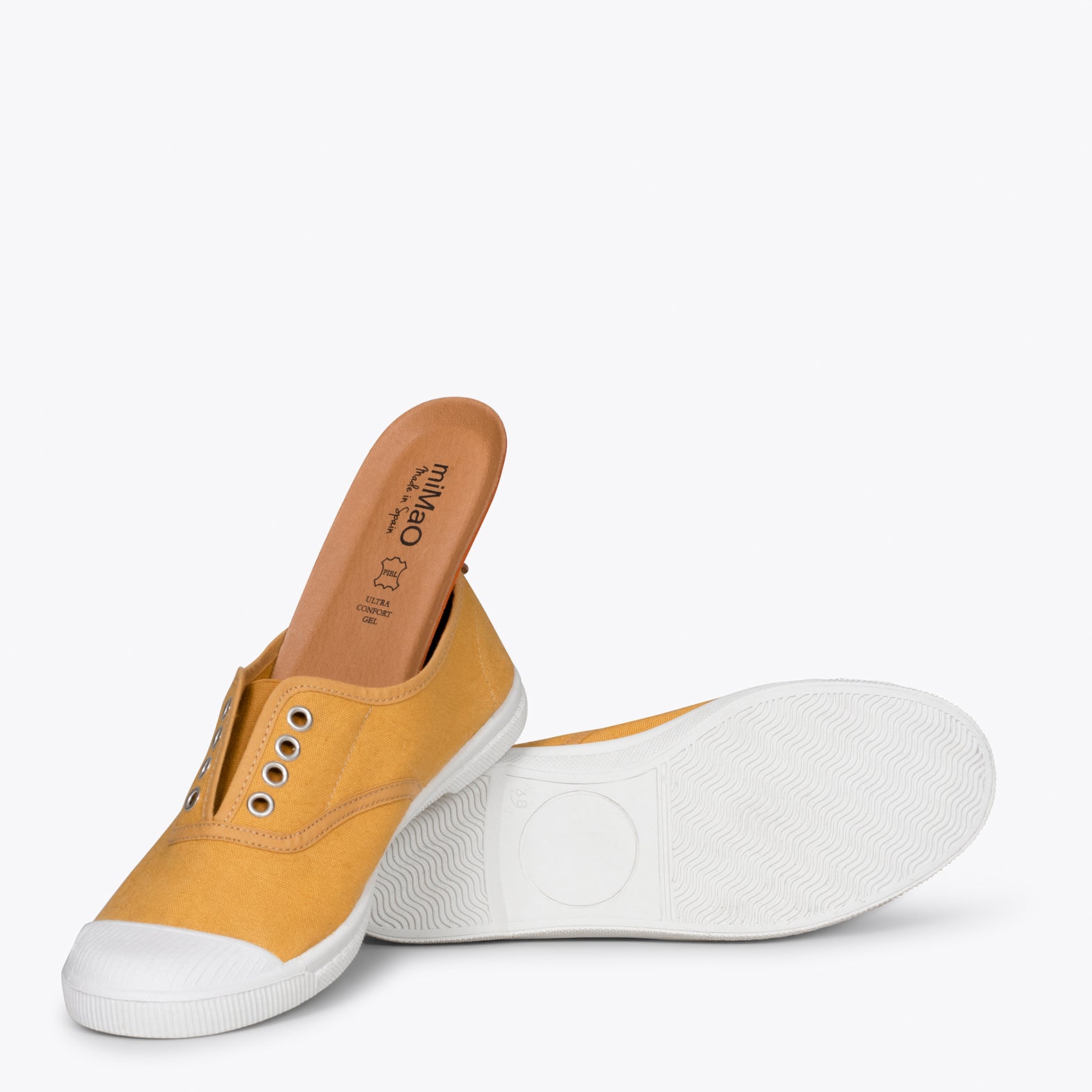 WAY - Zapatillas sin cordones de lona MOSTAZA