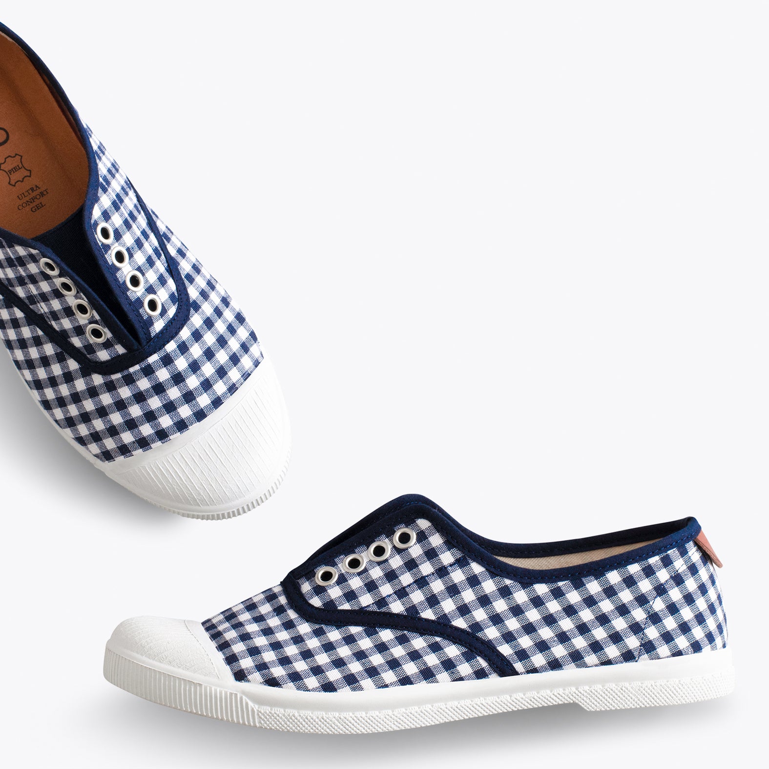 WAY – NAVY VICHY sneakers with elastic