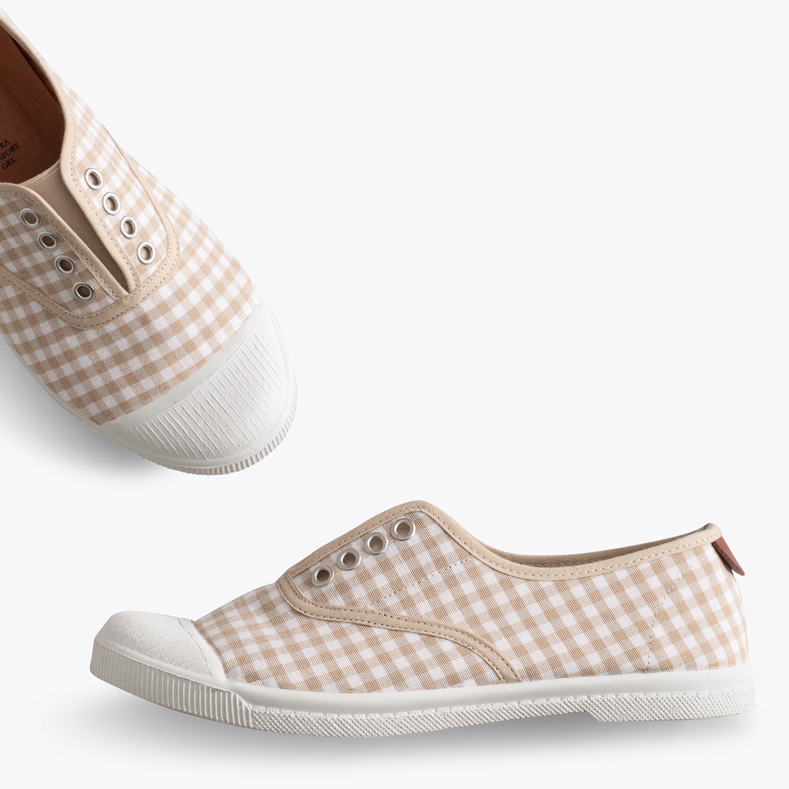 WAY – BEIGE VICHY sneakers with elastic