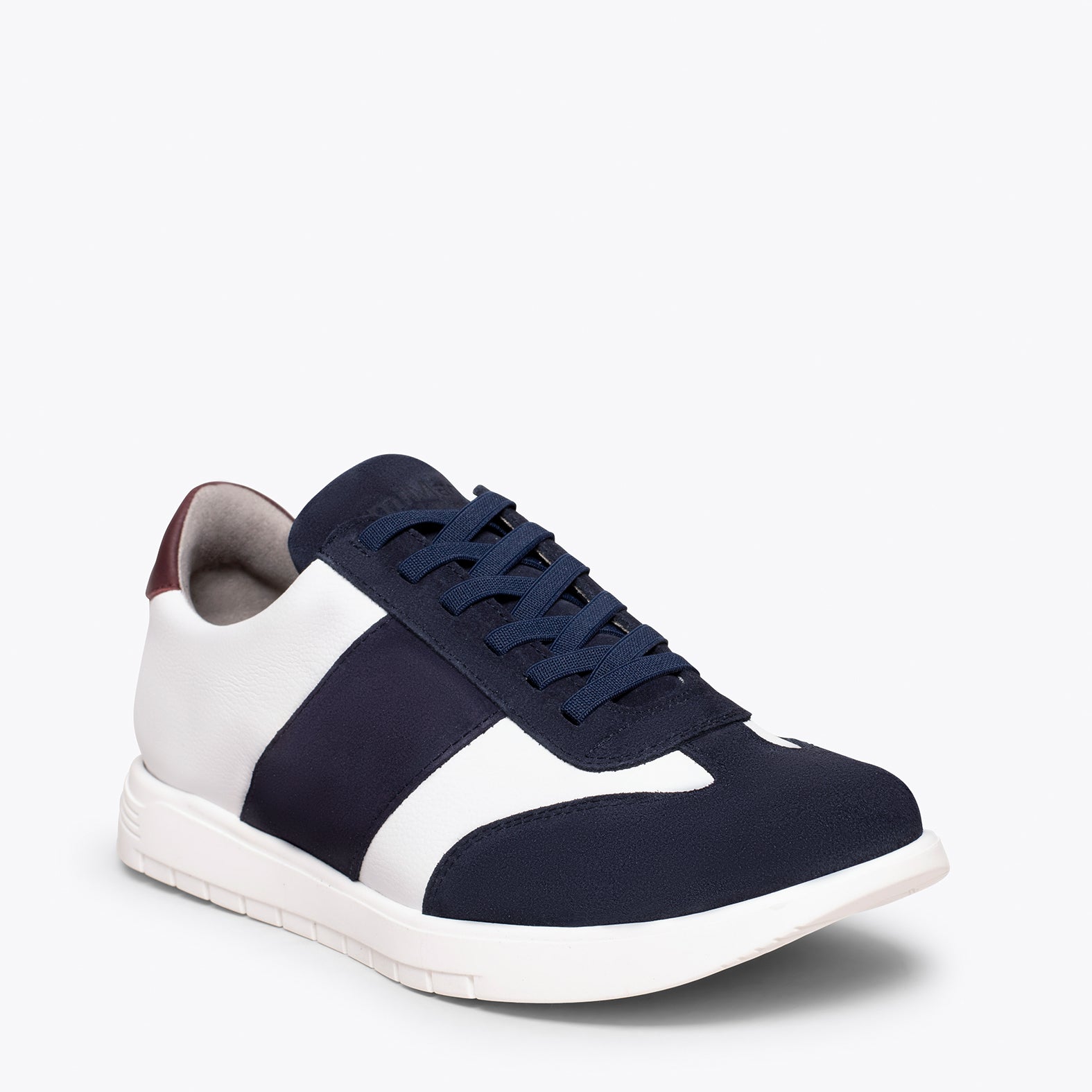 SPORT - WHITE AND NAVY mixed leather sneaker for men