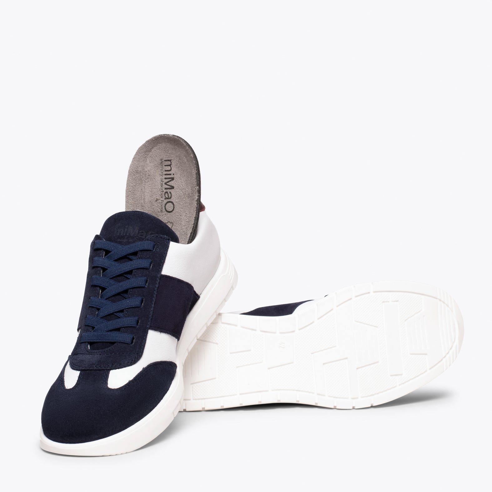 SPORT Deportivo casual MARINO Y BLANCO de piel combinada