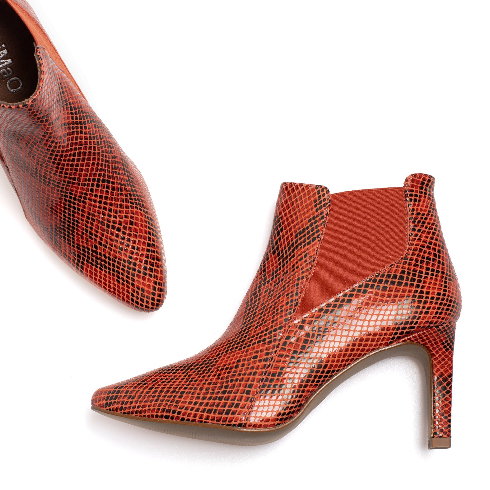 SAUVAGE Botín animal print tacón ROJO