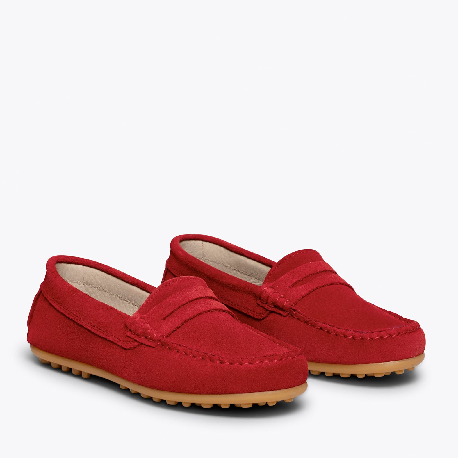 MOCASÍN Mocasines ROJOS para niños de piel