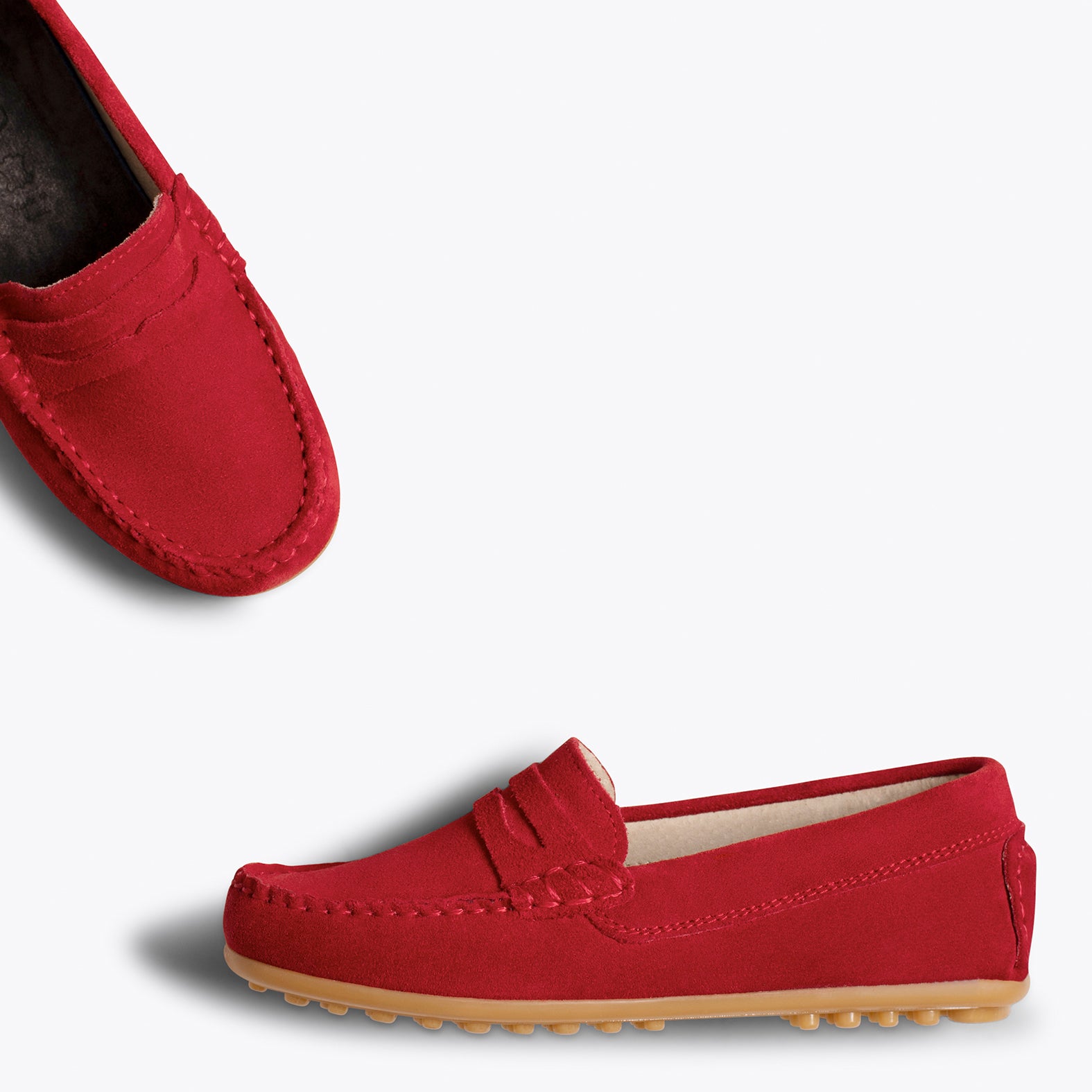 MOCASÍN Mocasines ROJOS para niños de piel