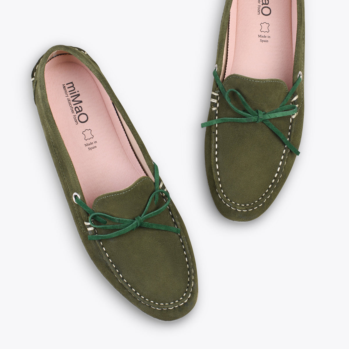 LAZO – Mocasines planos de mujer con plantilla extraíble VERDE