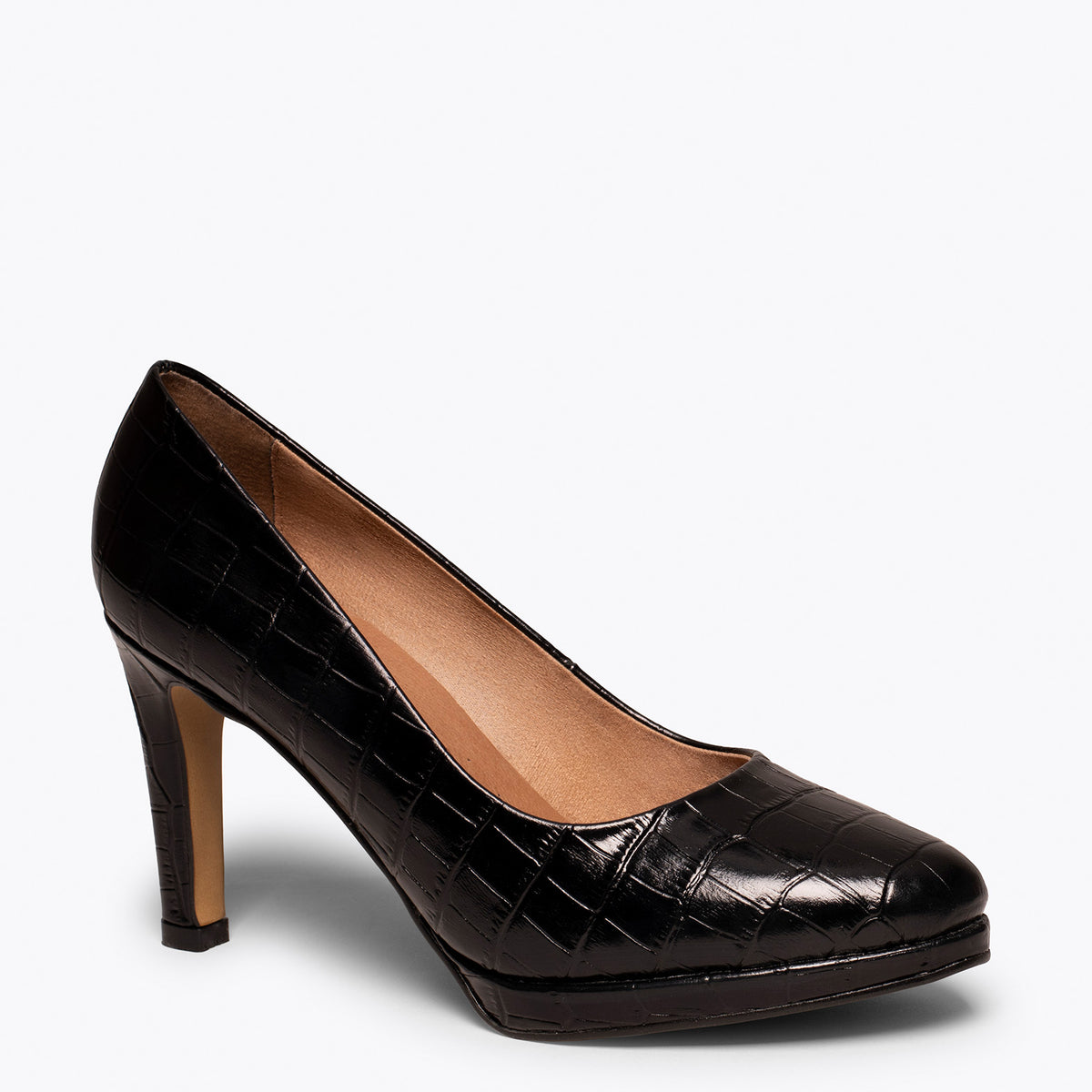 PLATAFORMA - Zapatos de tacón fino estampado coco NEGRO