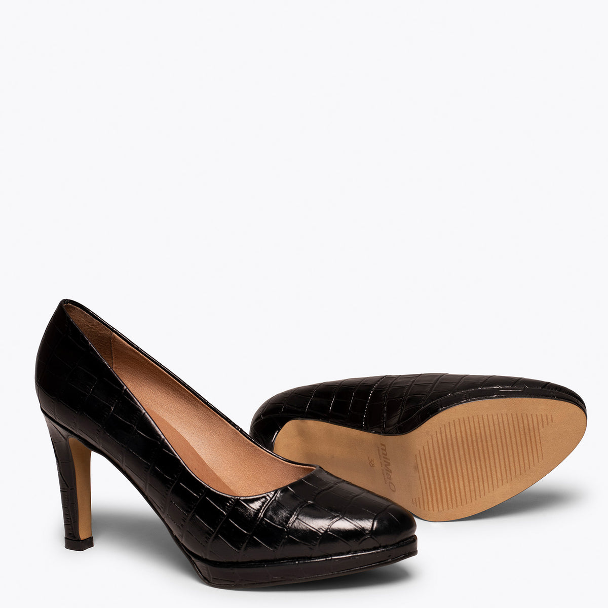 PLATAFORMA - Zapatos de tacón fino estampado coco NEGRO