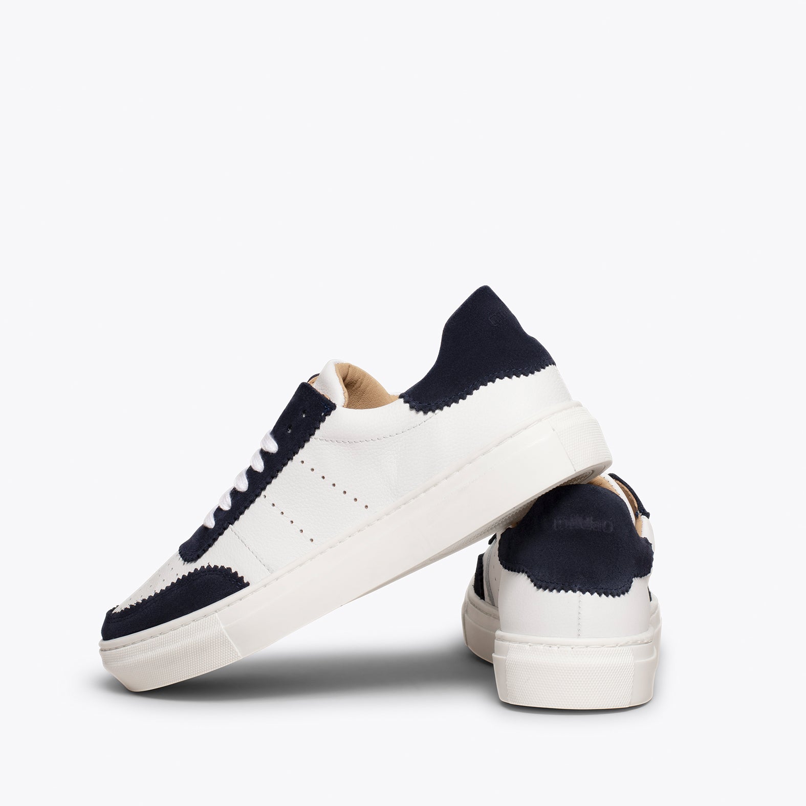 ROLLER Zapatillas Blancas de mujer con festón AZUL MARINO