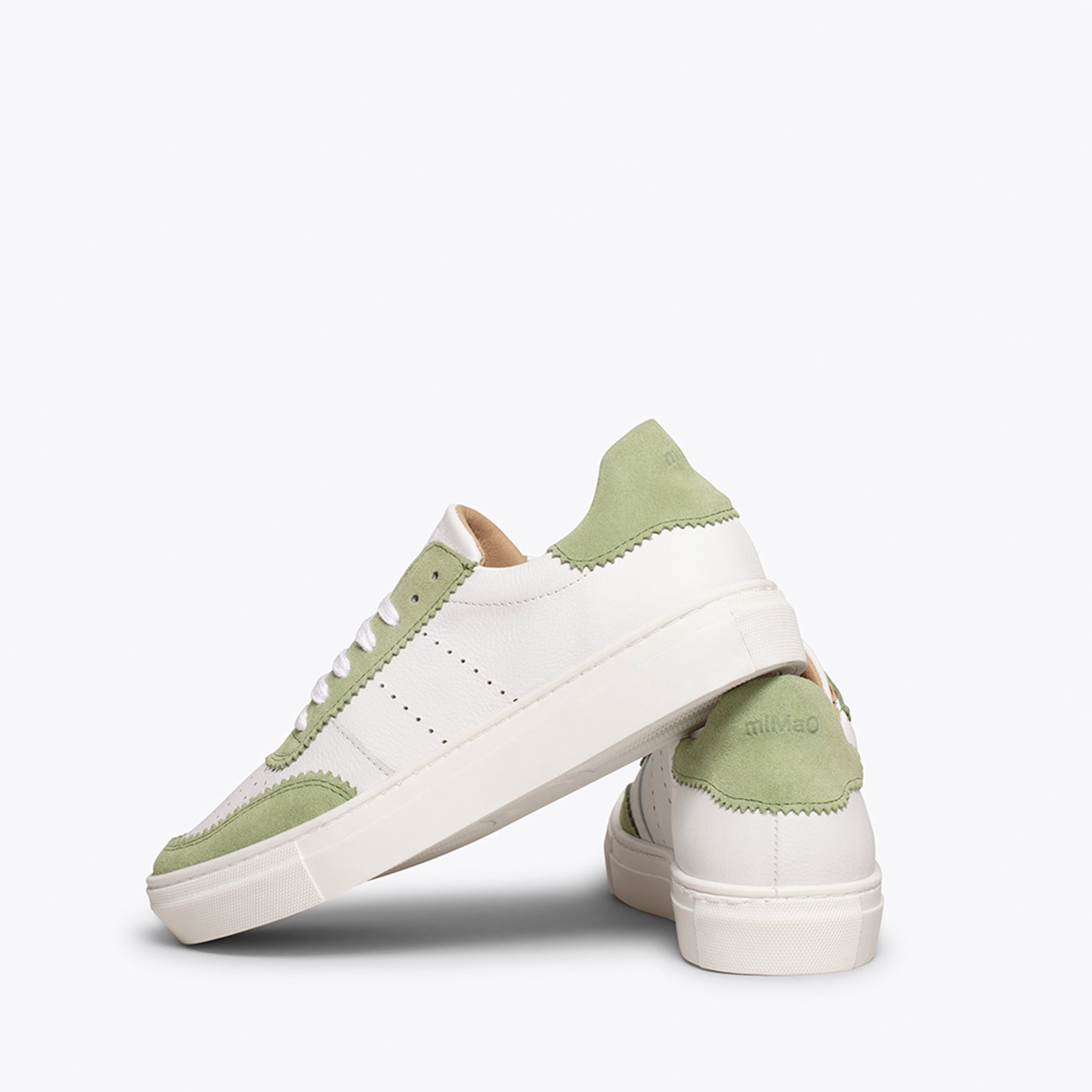 ROLLER Zapatillas Blancas de mujer con festón VERDE