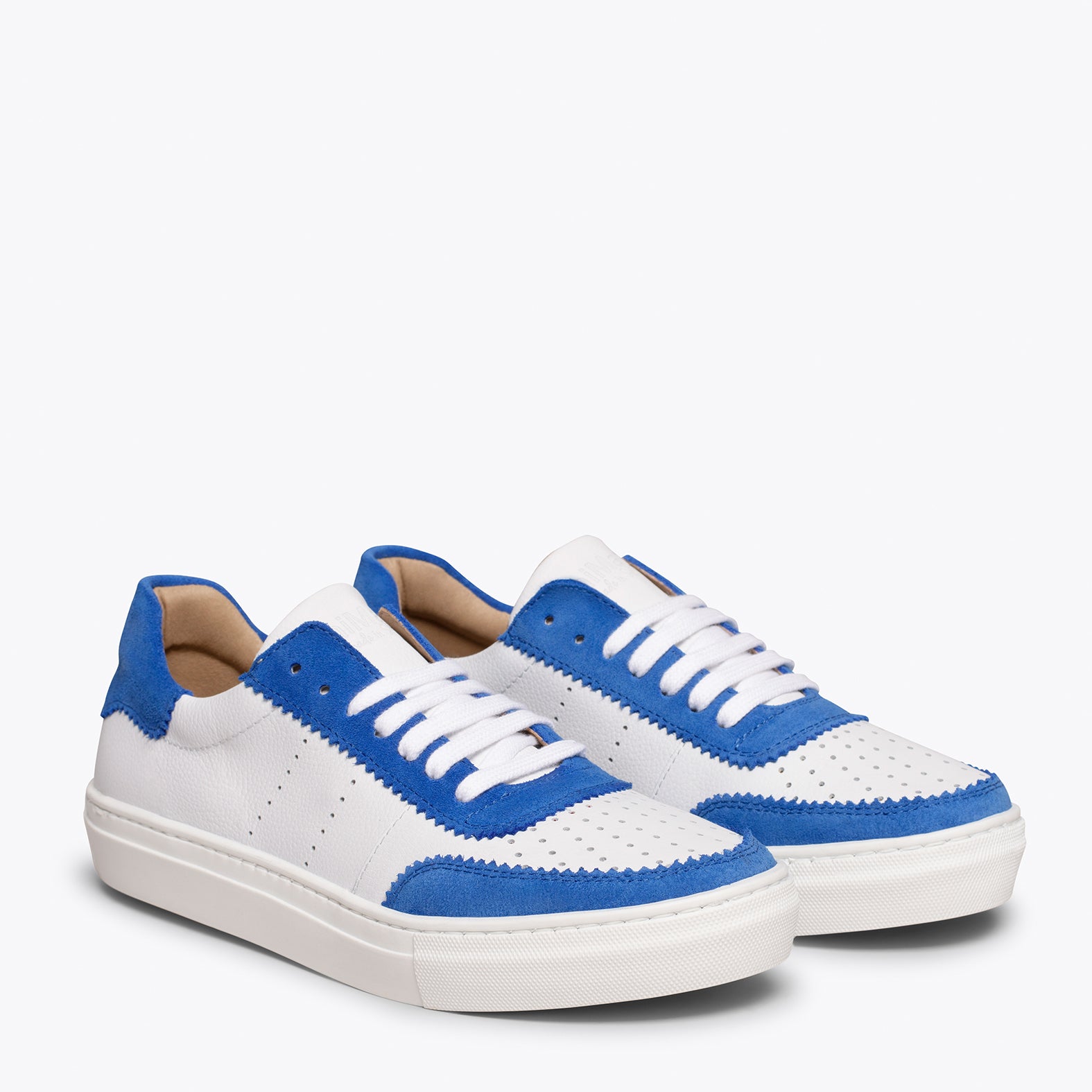 ROLLER Zapatillas Blancas de mujer con festón AZUL