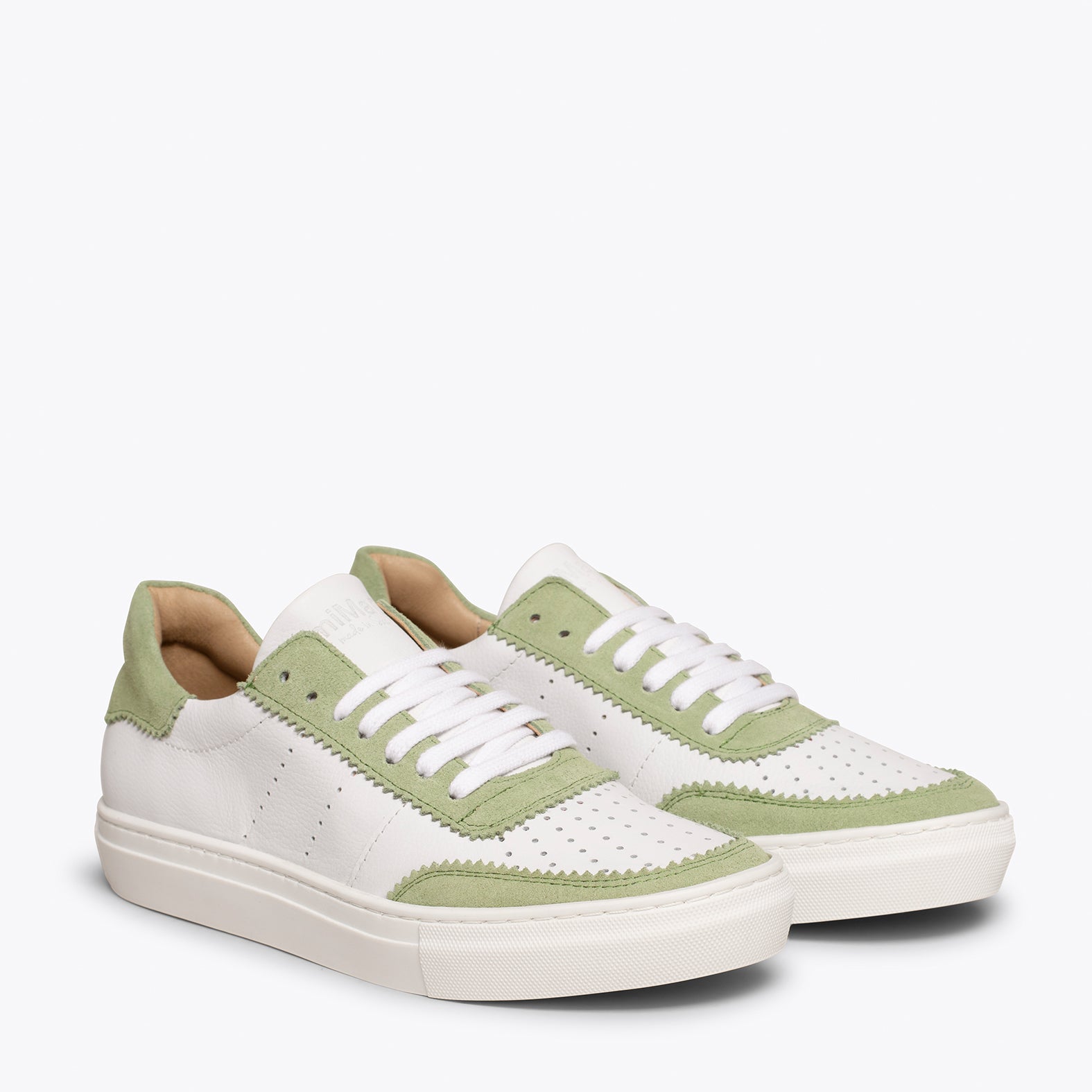 ROLLER Zapatillas Blancas de mujer con festón VERDE