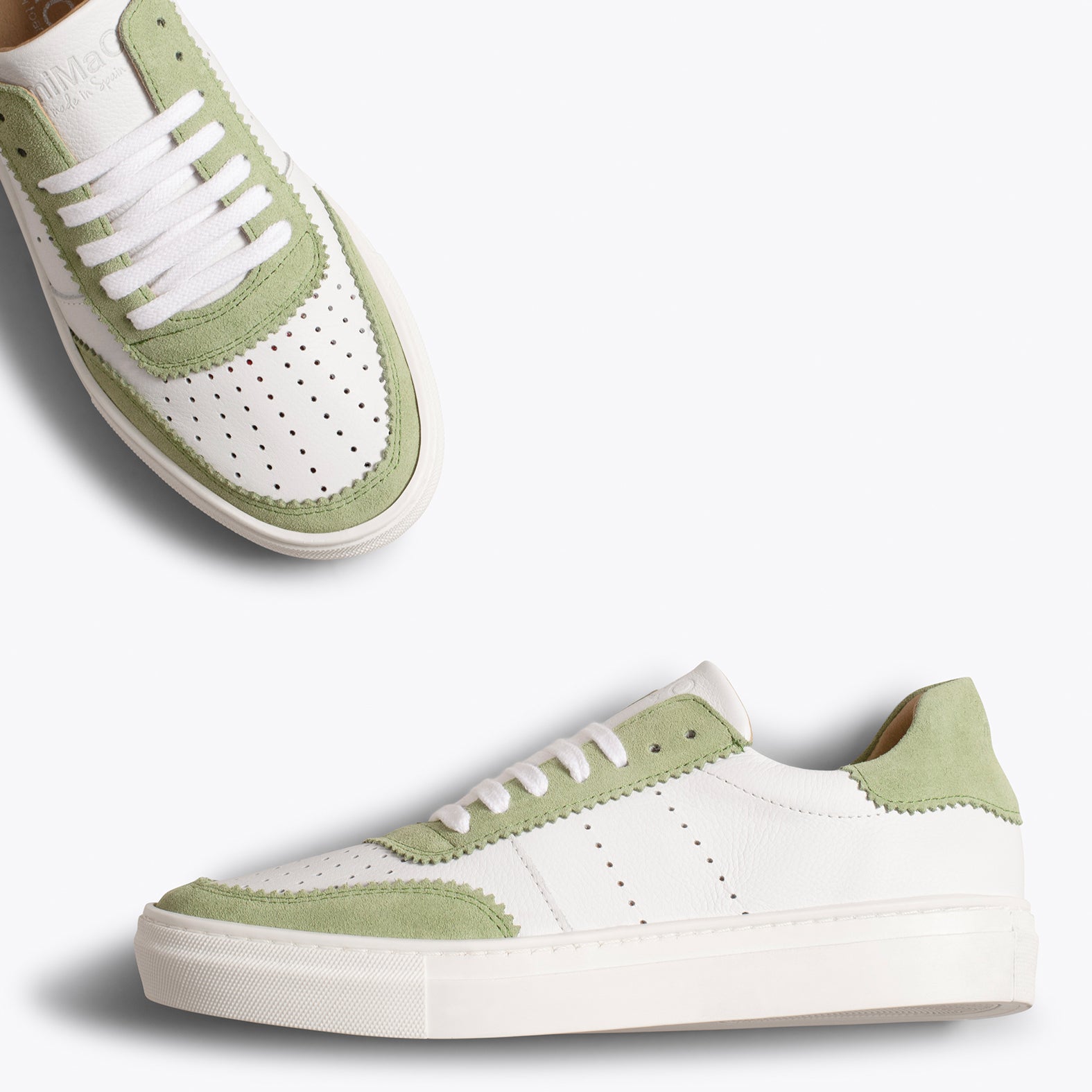 ROLLER Zapatillas Blancas de mujer con festón VERDE