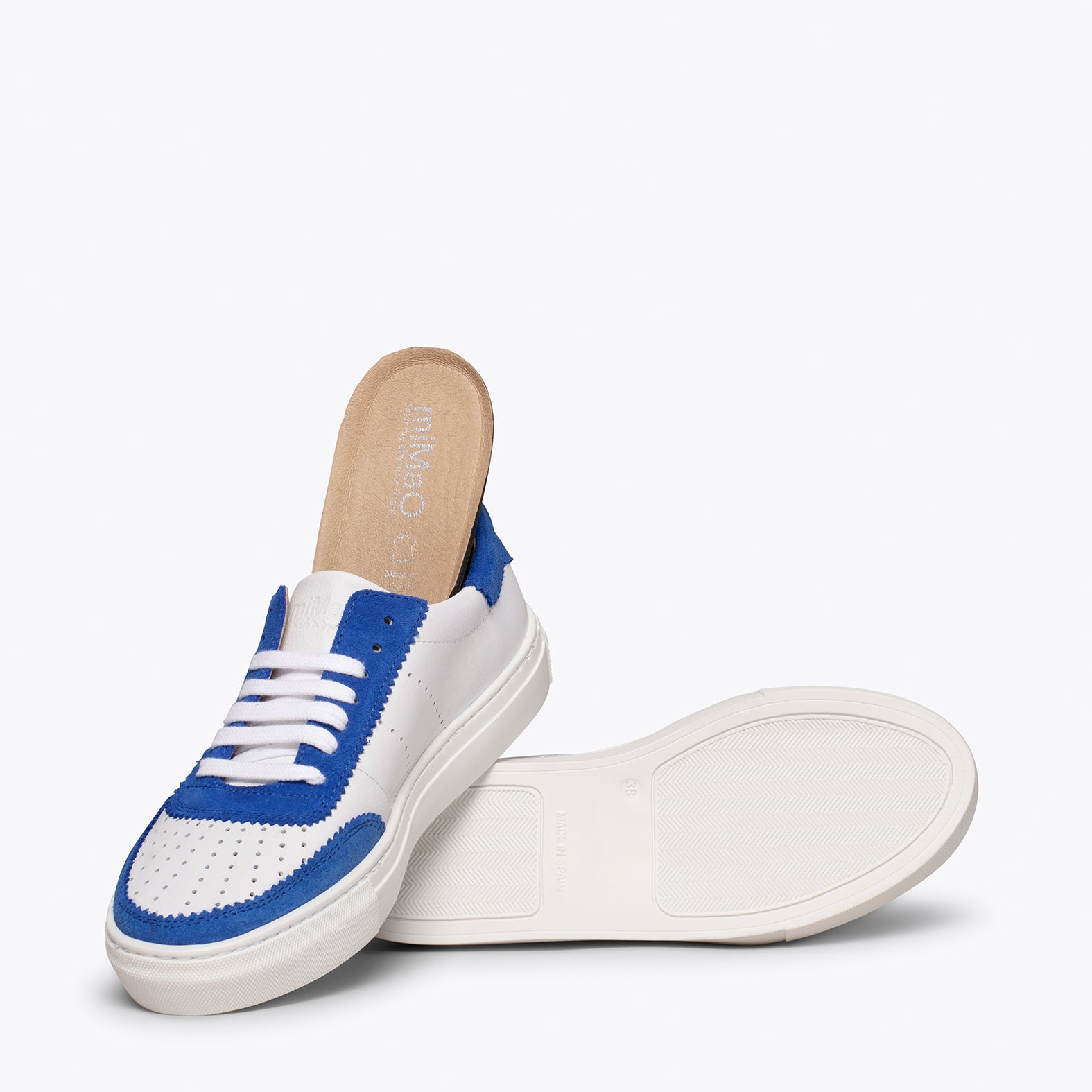 ROLLER Zapatillas Blancas de mujer con festón AZUL