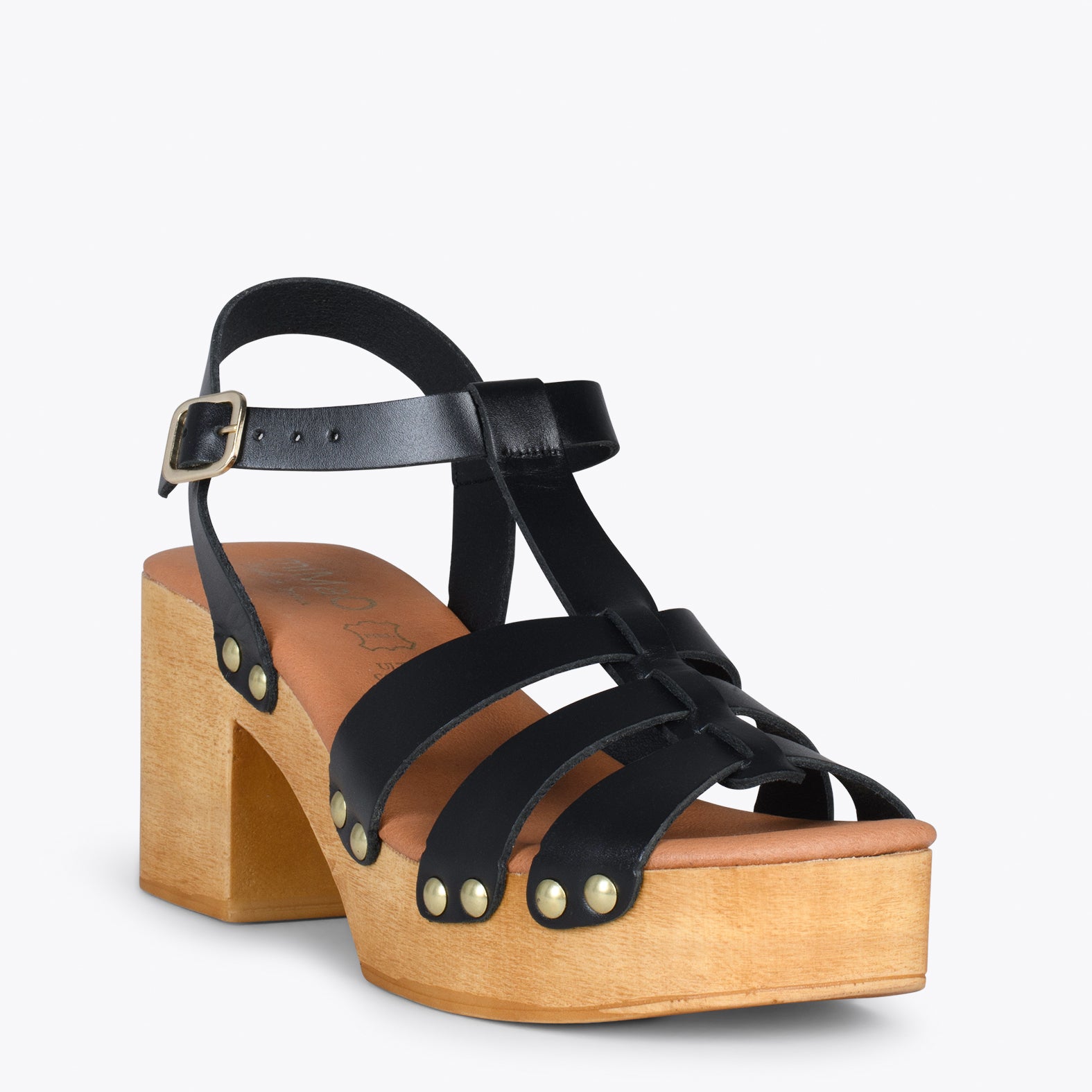 PARADISE – Sandalias de madera cangrejeras NEGRO