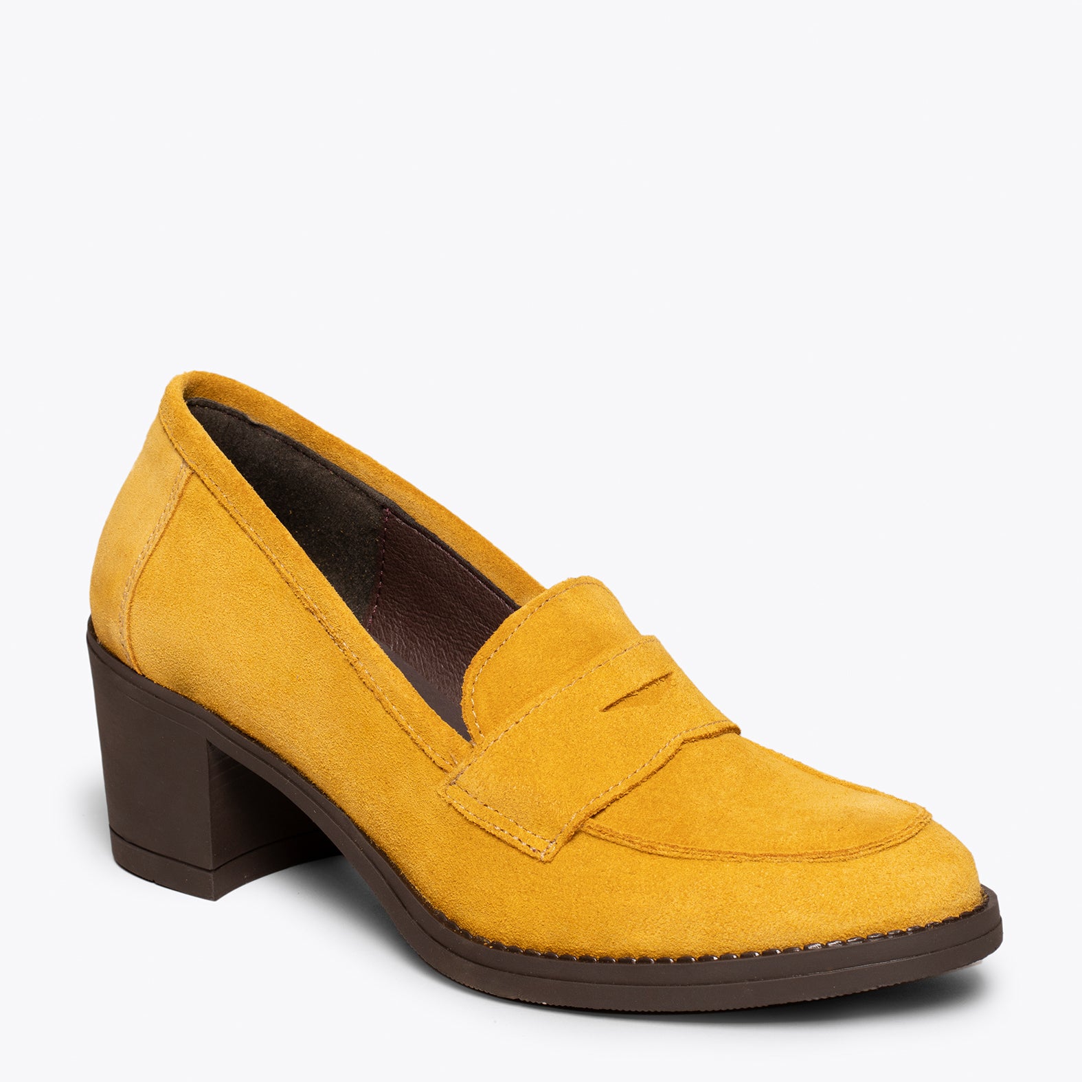 MOKKA – YELLOW mid heeled moccasin