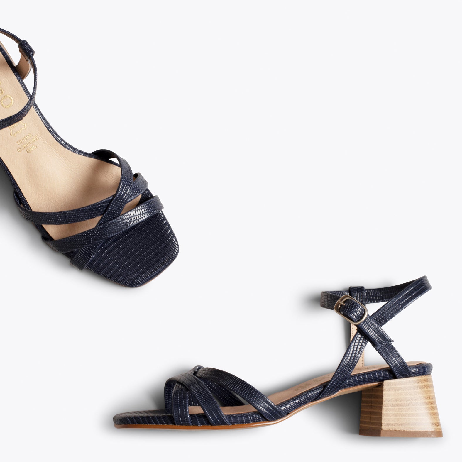 ELEGANT Sandalias AZUL MARINO de vestir textura Serpiente