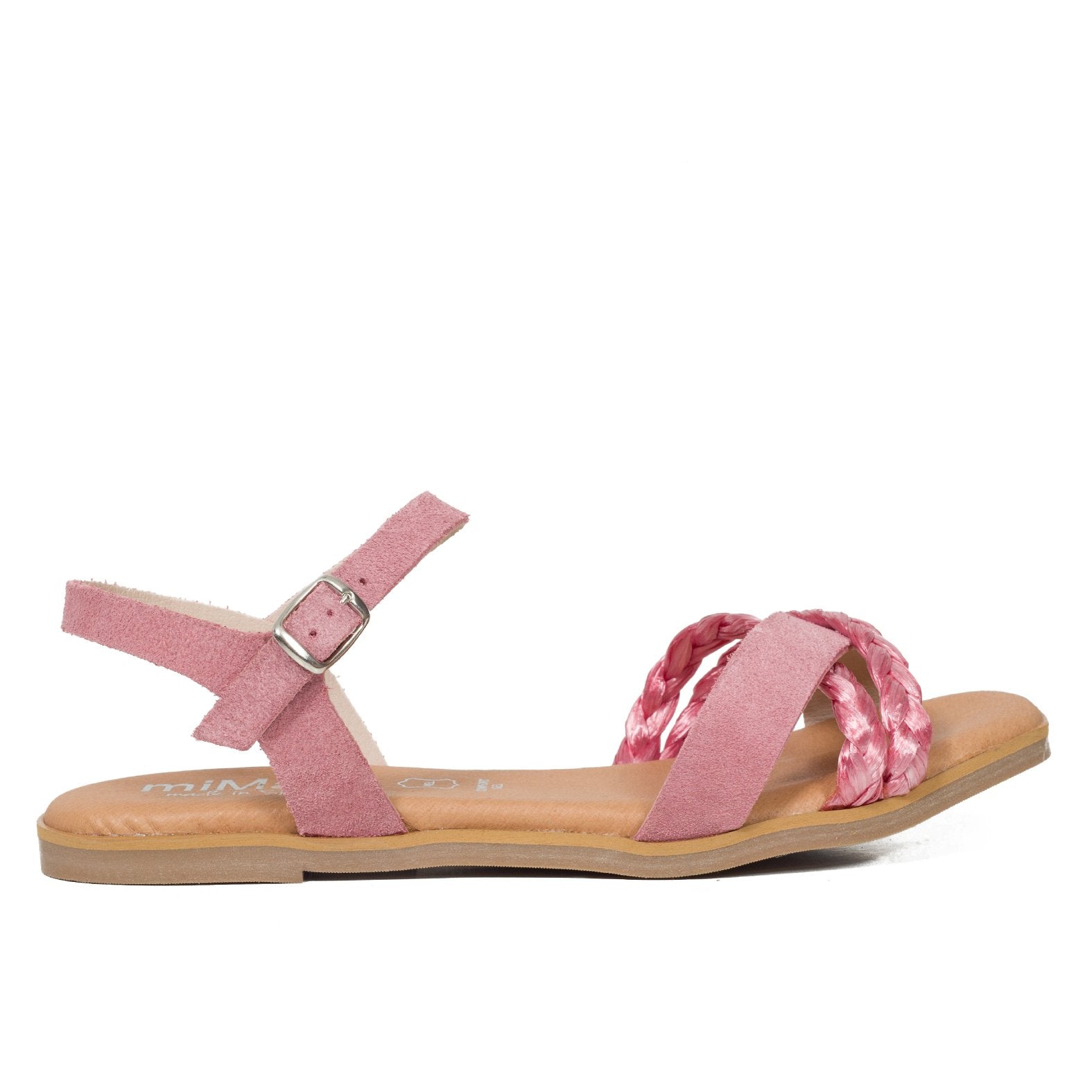 PALMERA - Sandalia plana tira rafia ROSA