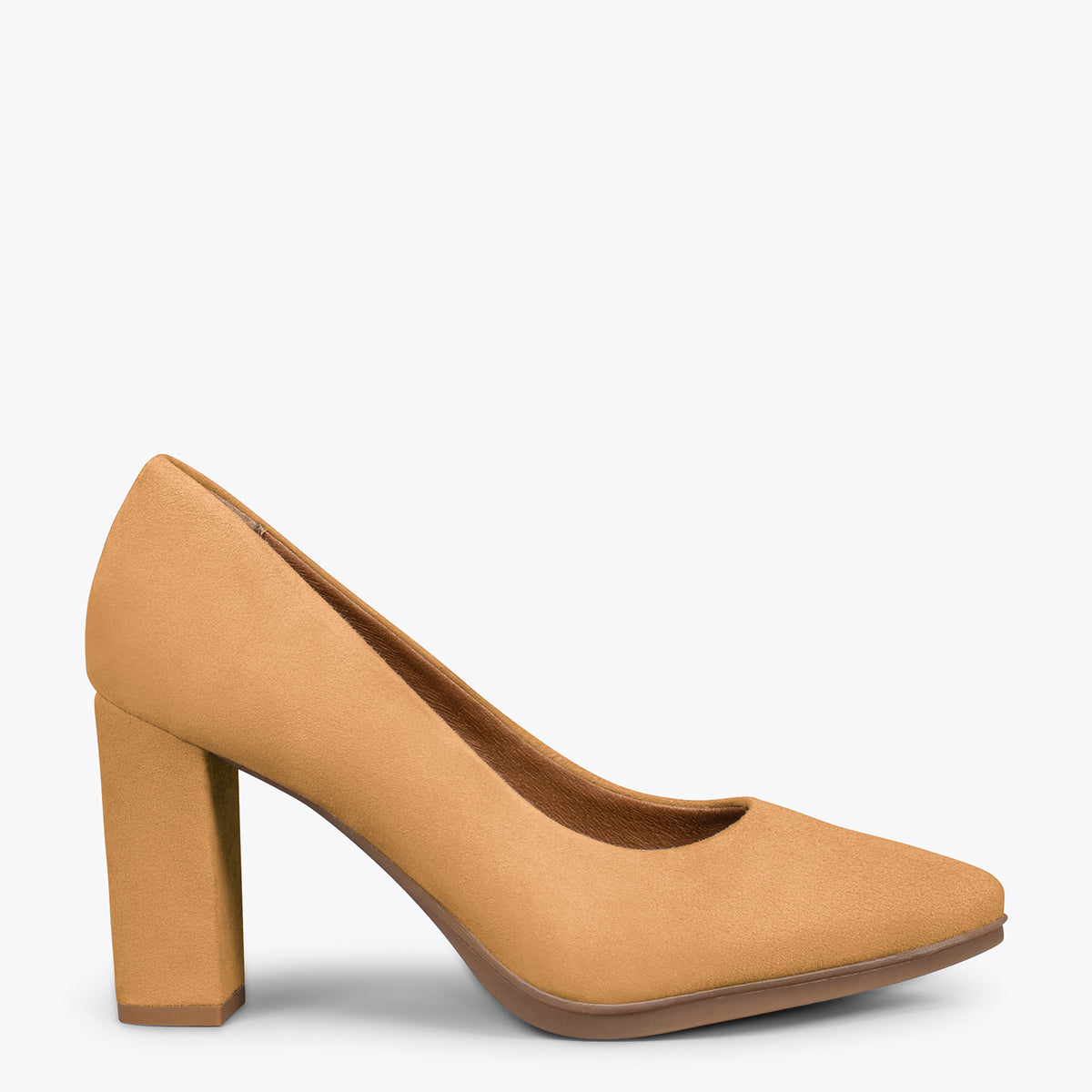 URBAN – Zapatos de tacón alto de ante CAMEL
