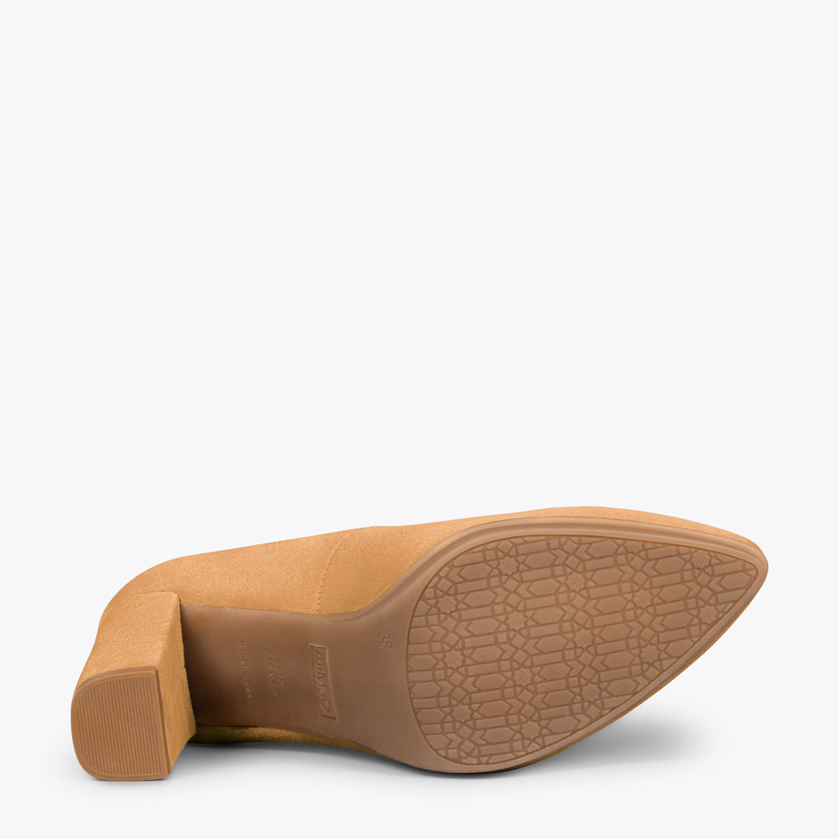 URBAN – Zapatos de tacón alto de ante CAMEL