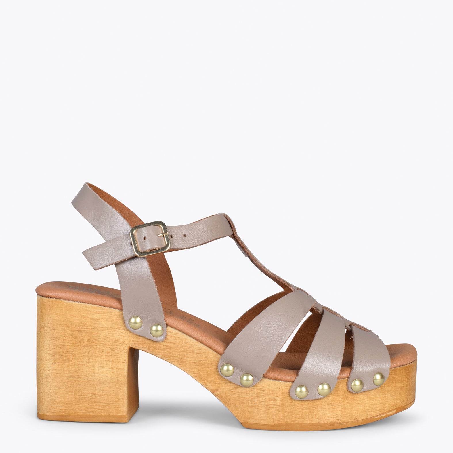 PARADISE – Sandalias de madera cangrejeras TAUPE