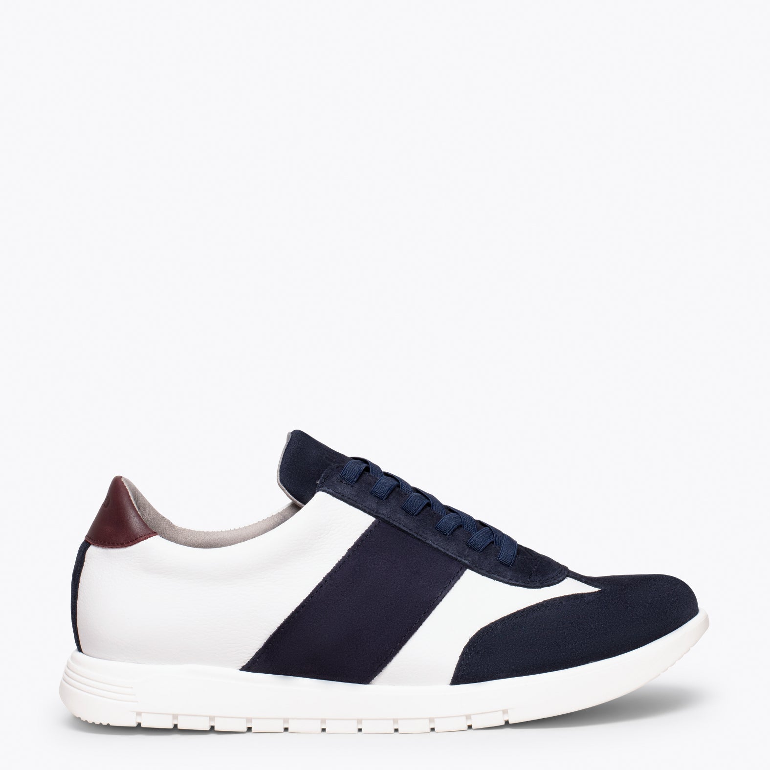 SPORT - WHITE AND NAVY mixed leather sneaker for men