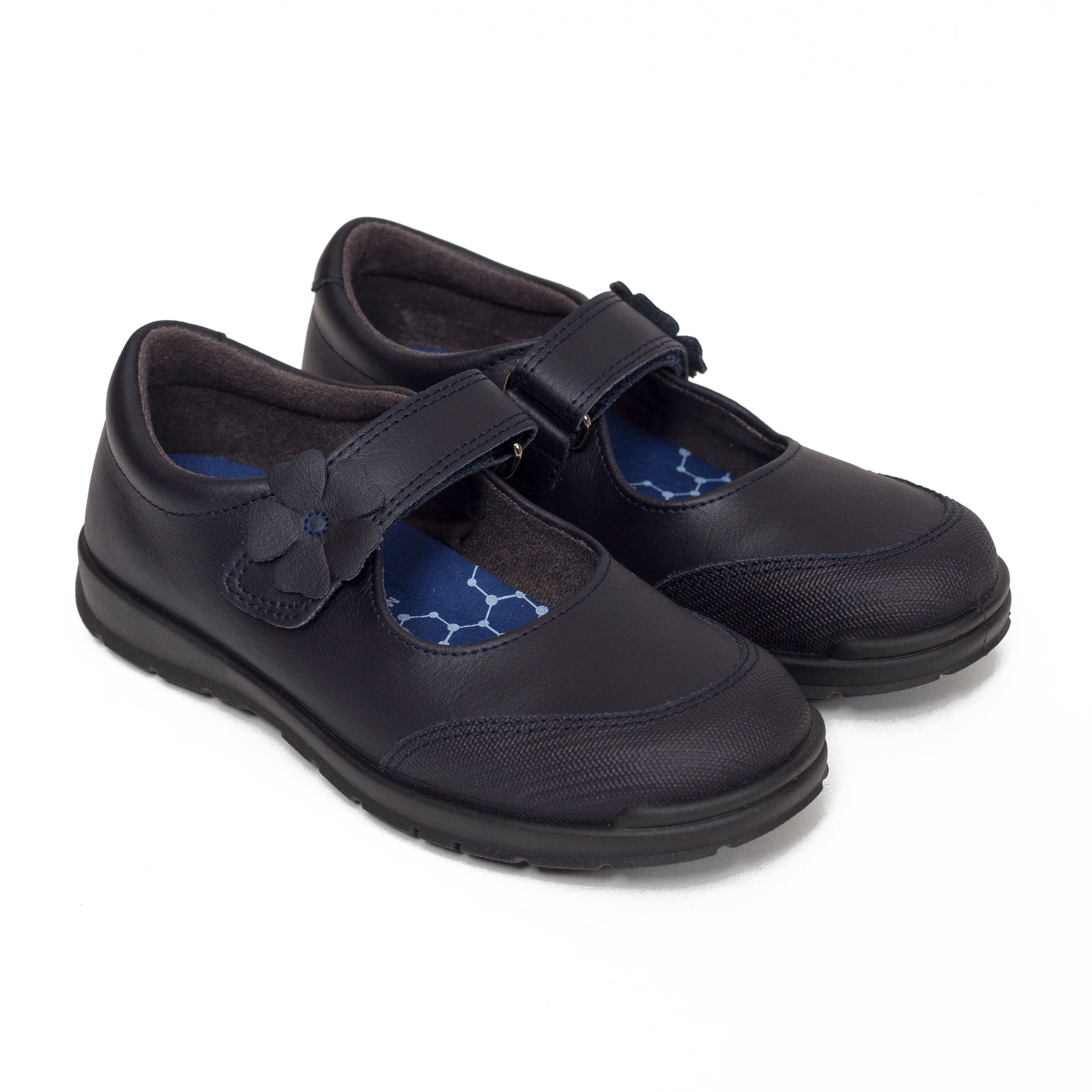 Zapatos colegiales niña Merceditas azul marino para uniforme de colegio