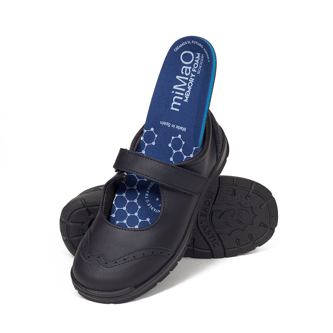 Zapatos escolares niña Merceditas en piel lavable y plantilla transpirable