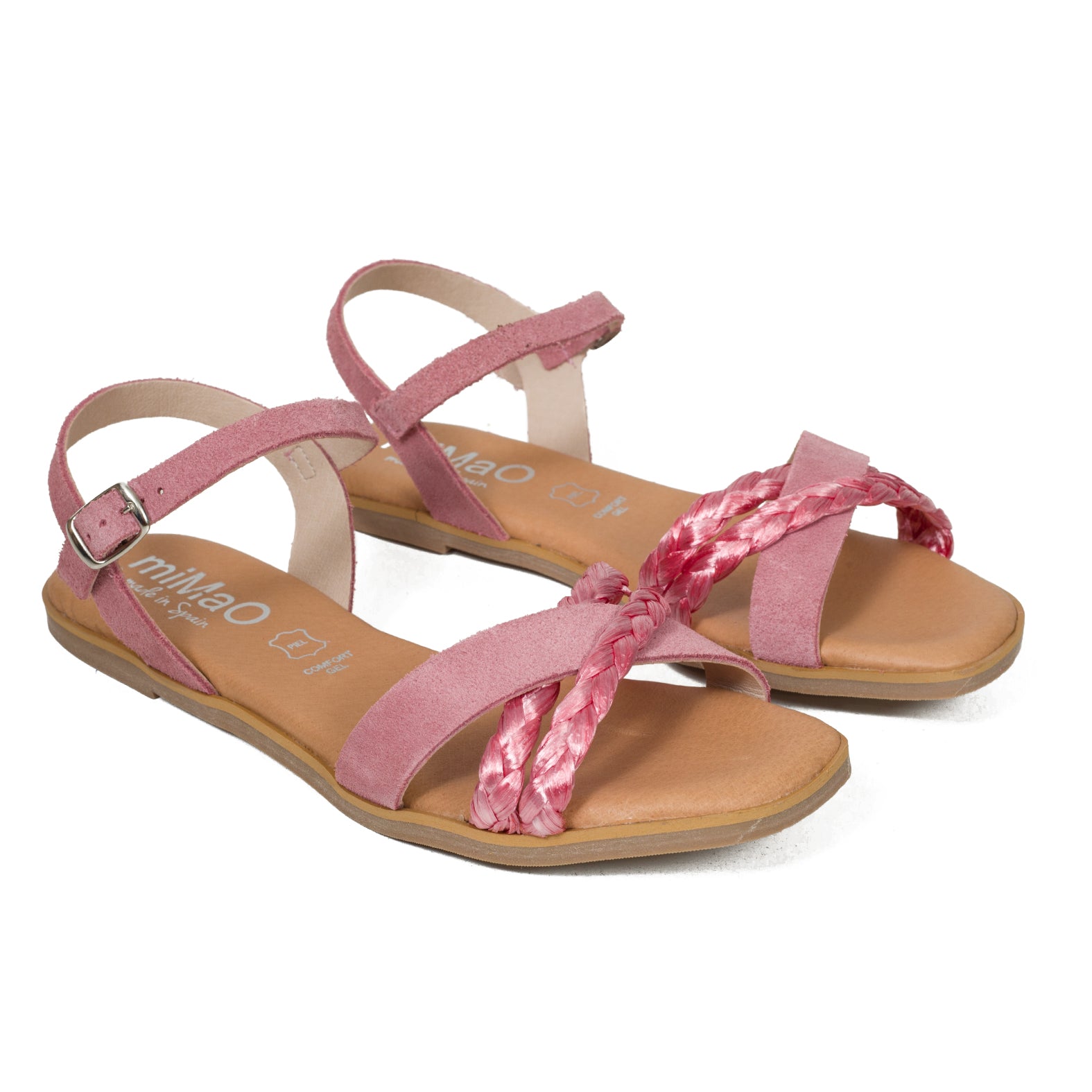 PALMERA - Sandalia plana tira rafia ROSA