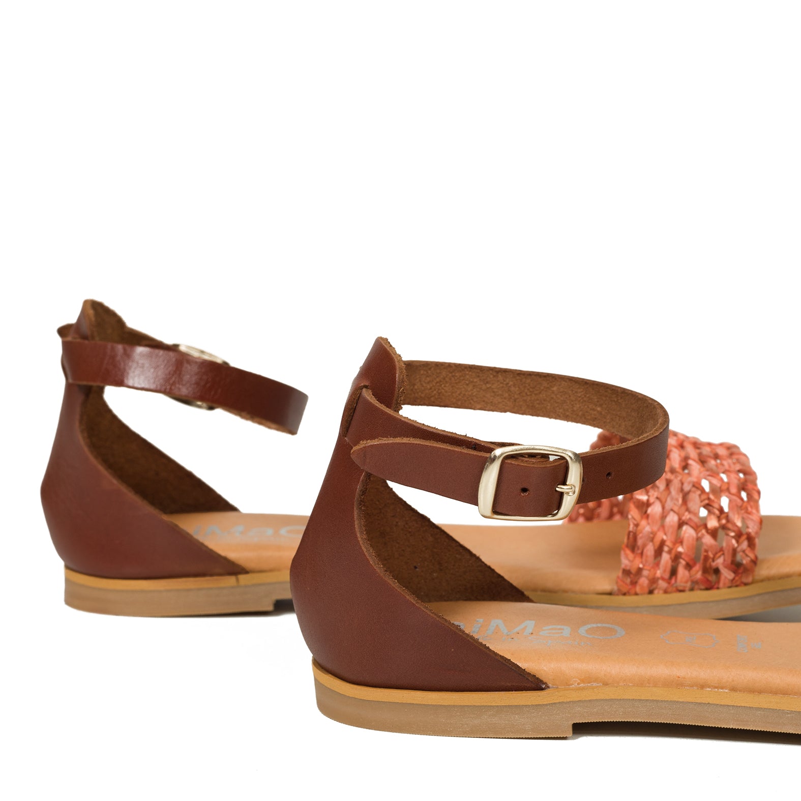 RAFIA - Sandalia plana tira rafia NARANJA