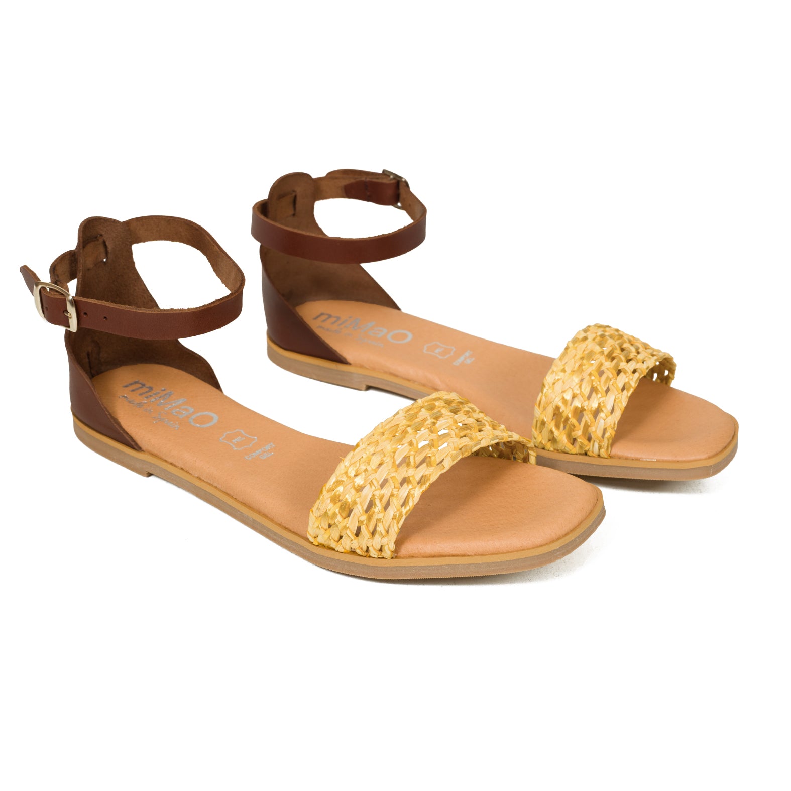 RAFIA - Sandalia plana tira rafia AMARILLA