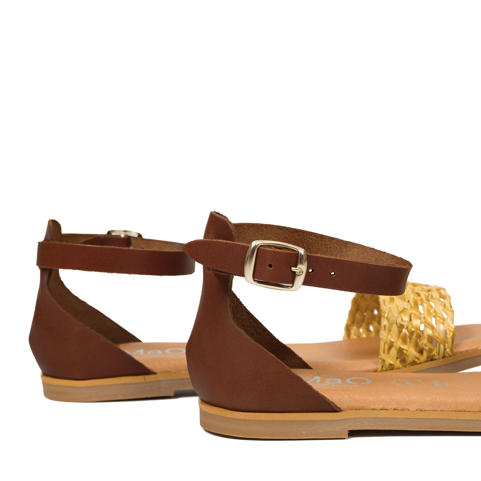 RAFIA - Sandalia plana tira rafia AMARILLA